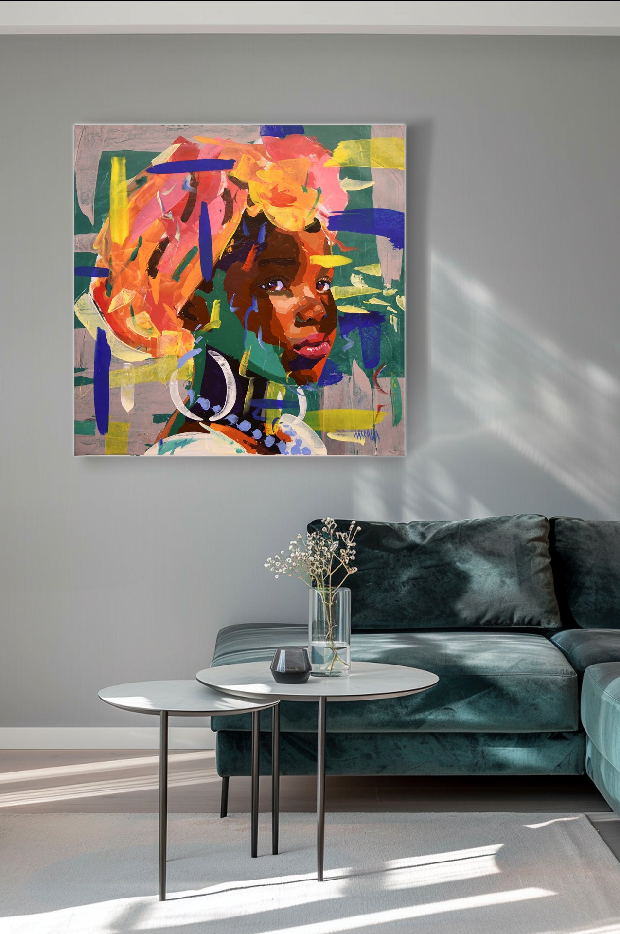 African Girl 100x100cm Acrylic on Canvas