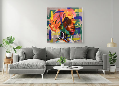 African Girl 100x100cm Acrylic on Canvas