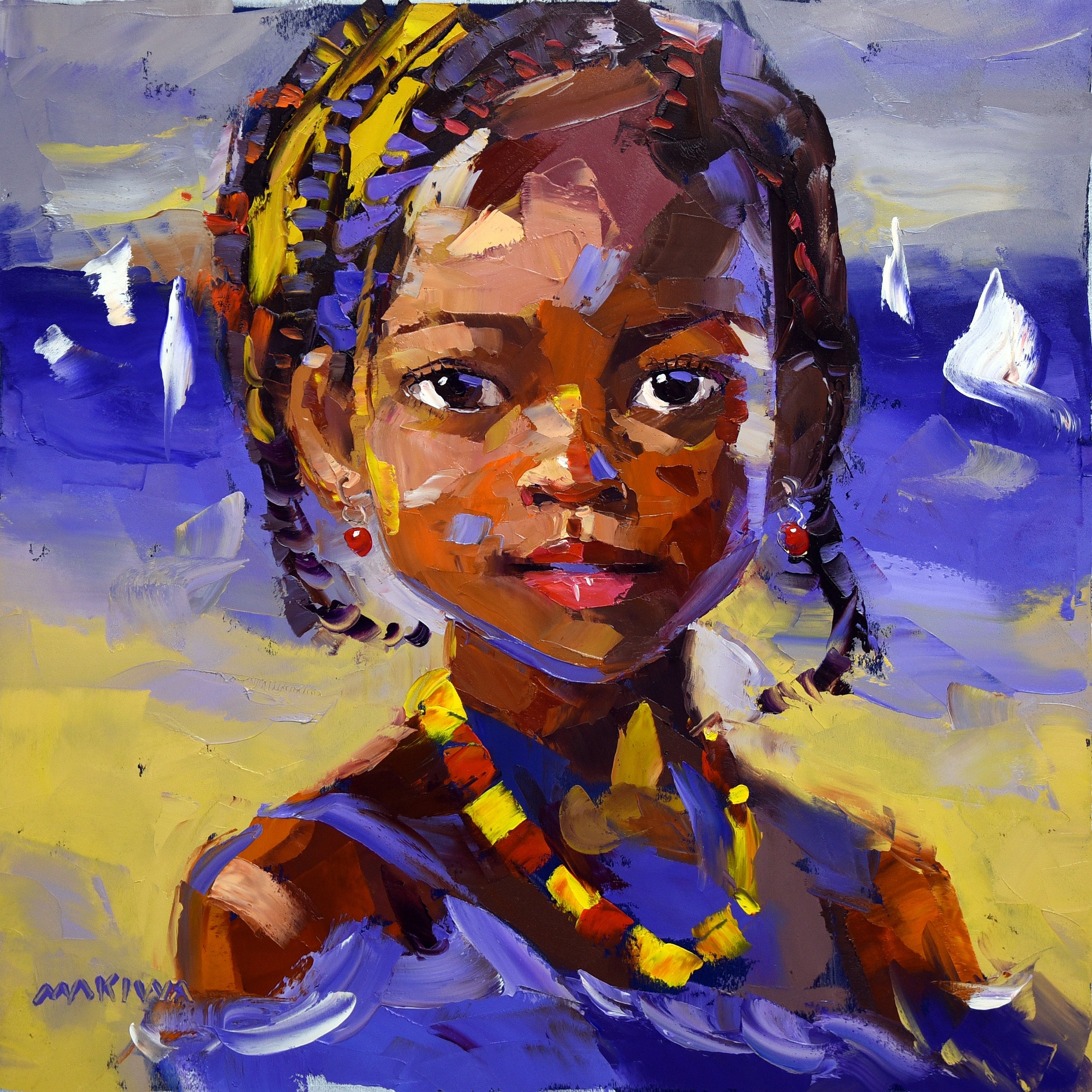 African Girl 3 50x50cm Oil on Canvas