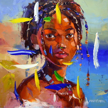 African Girl 4 50x50cm Oil on Canvas