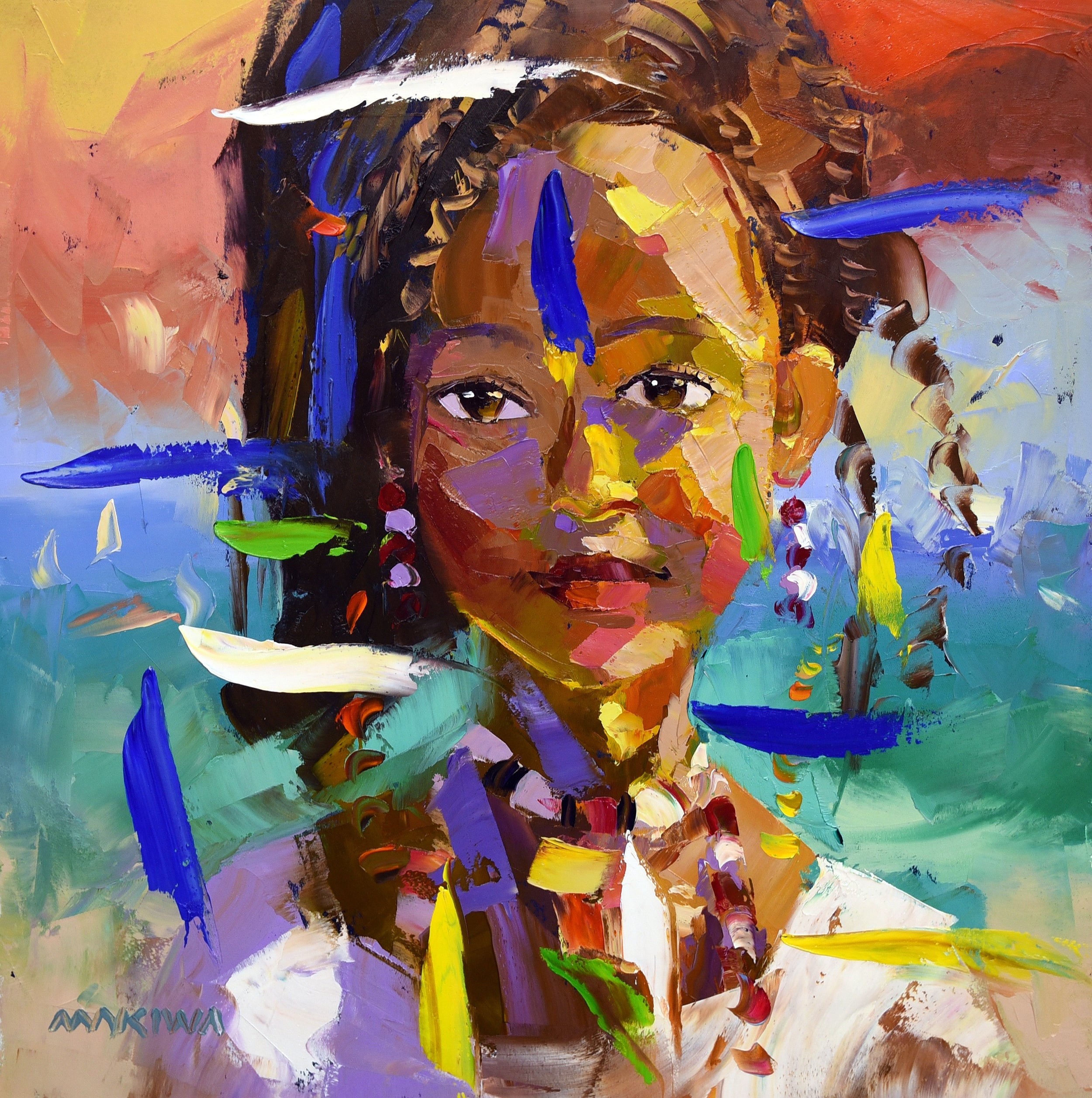 African Girl 5 50x50cm Oil on Canvas