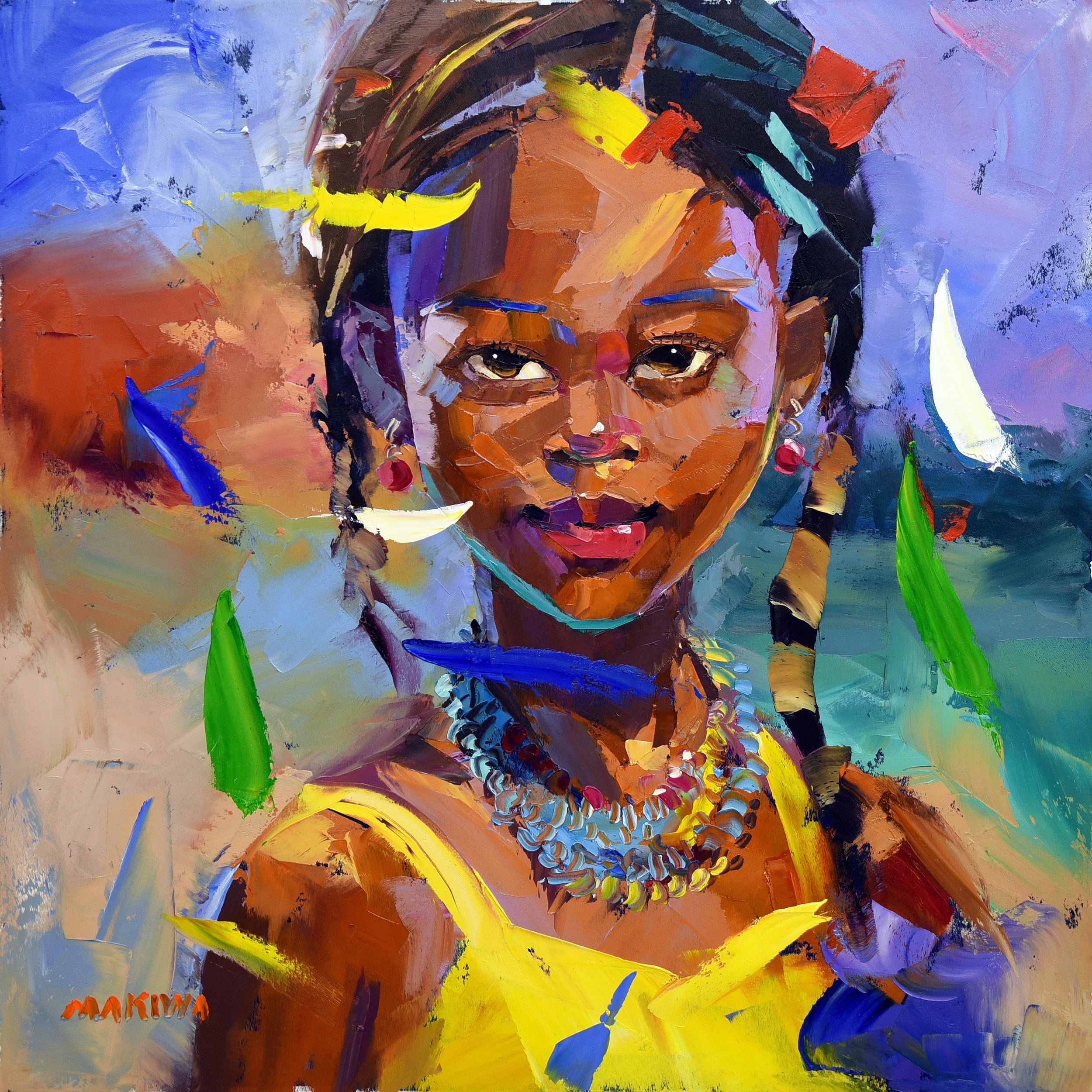 African Girl 6 50x50cm Oil on Canvas