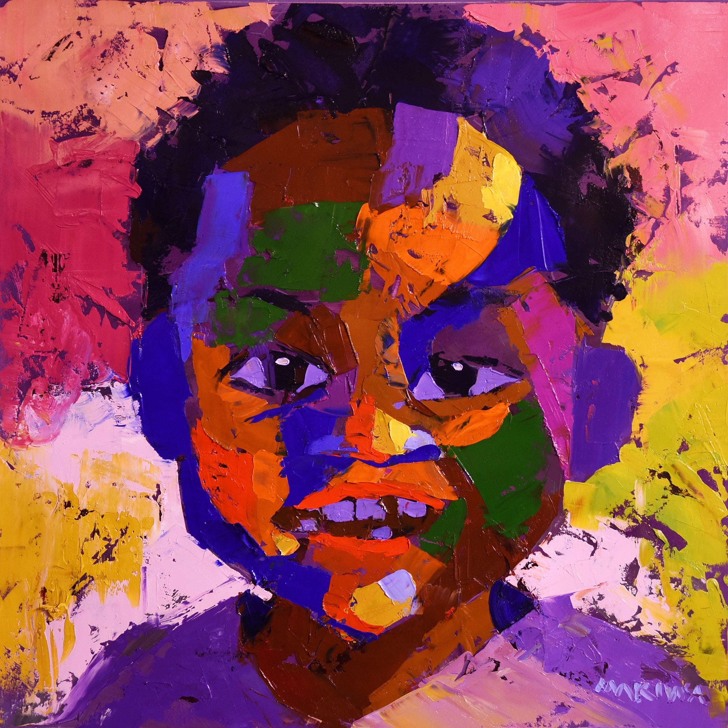 African Kid 55x55cm Oil on Canvas