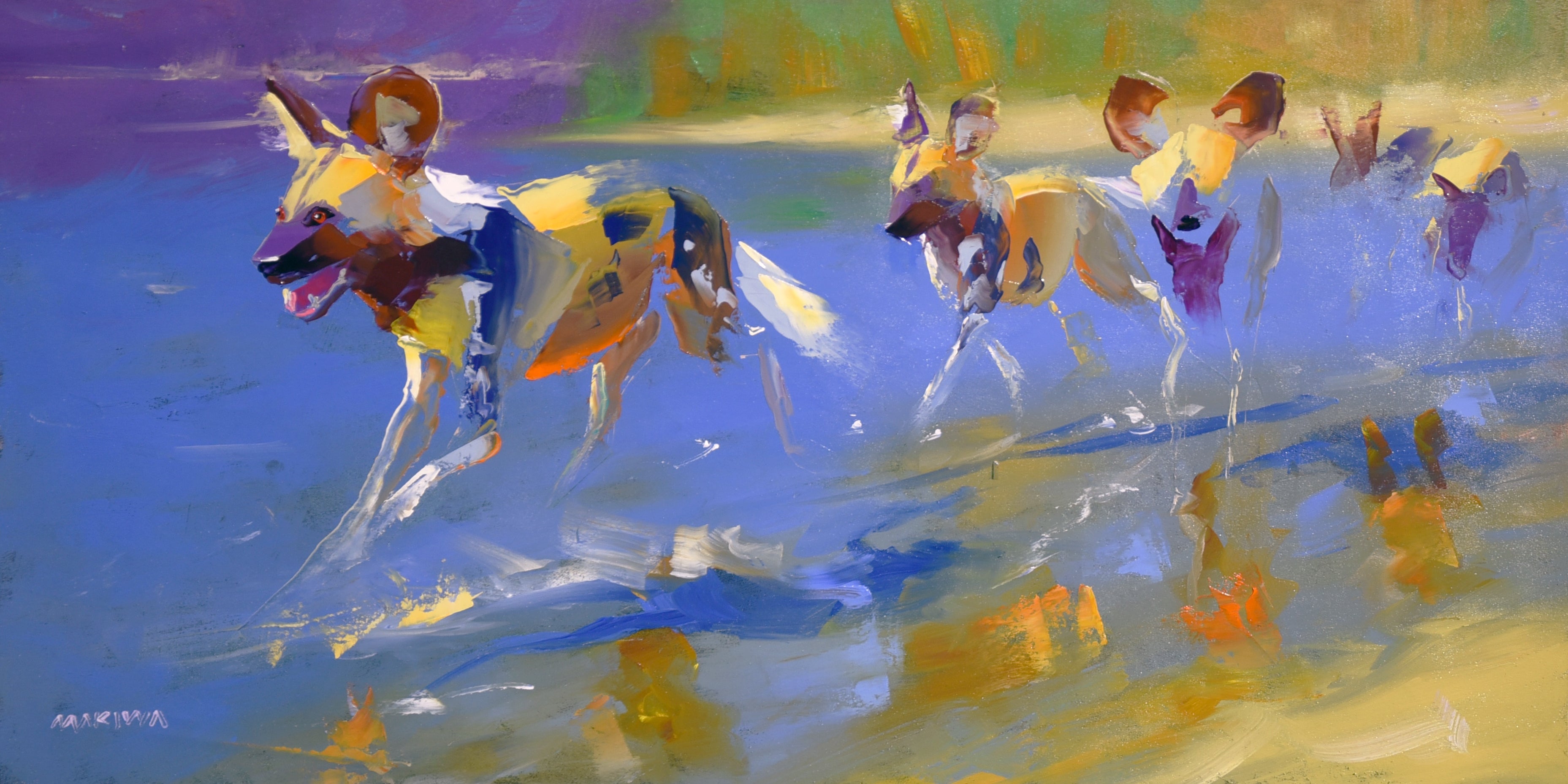 Afternoon Run 35x70cm Oil On Canvas