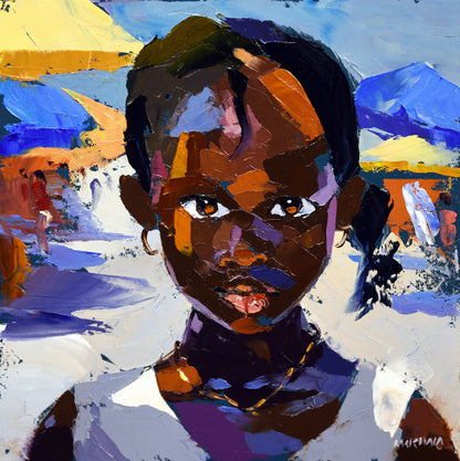 At The Market 25x25cm Oil on Canvas