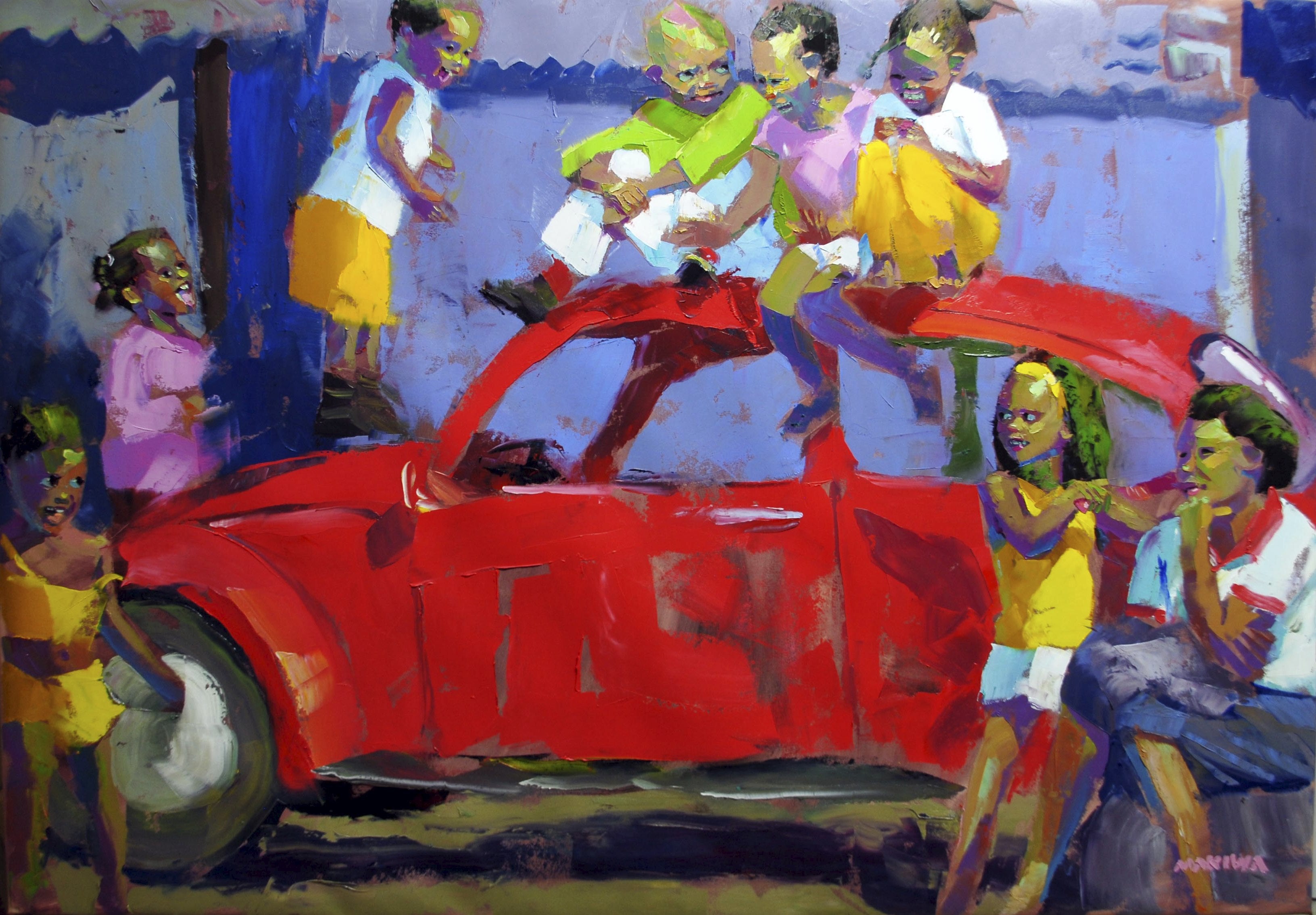 Auntie Miriam's Volkswagen 100x140cm Oil on Canvas