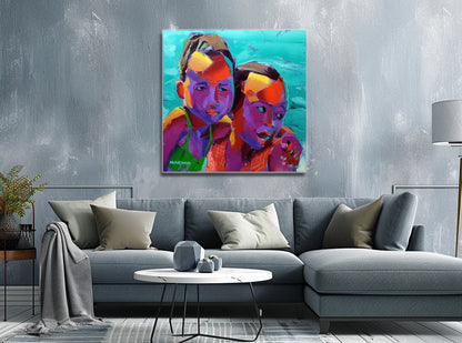 Besties By the Sea 100x100cm Oil on Canvas