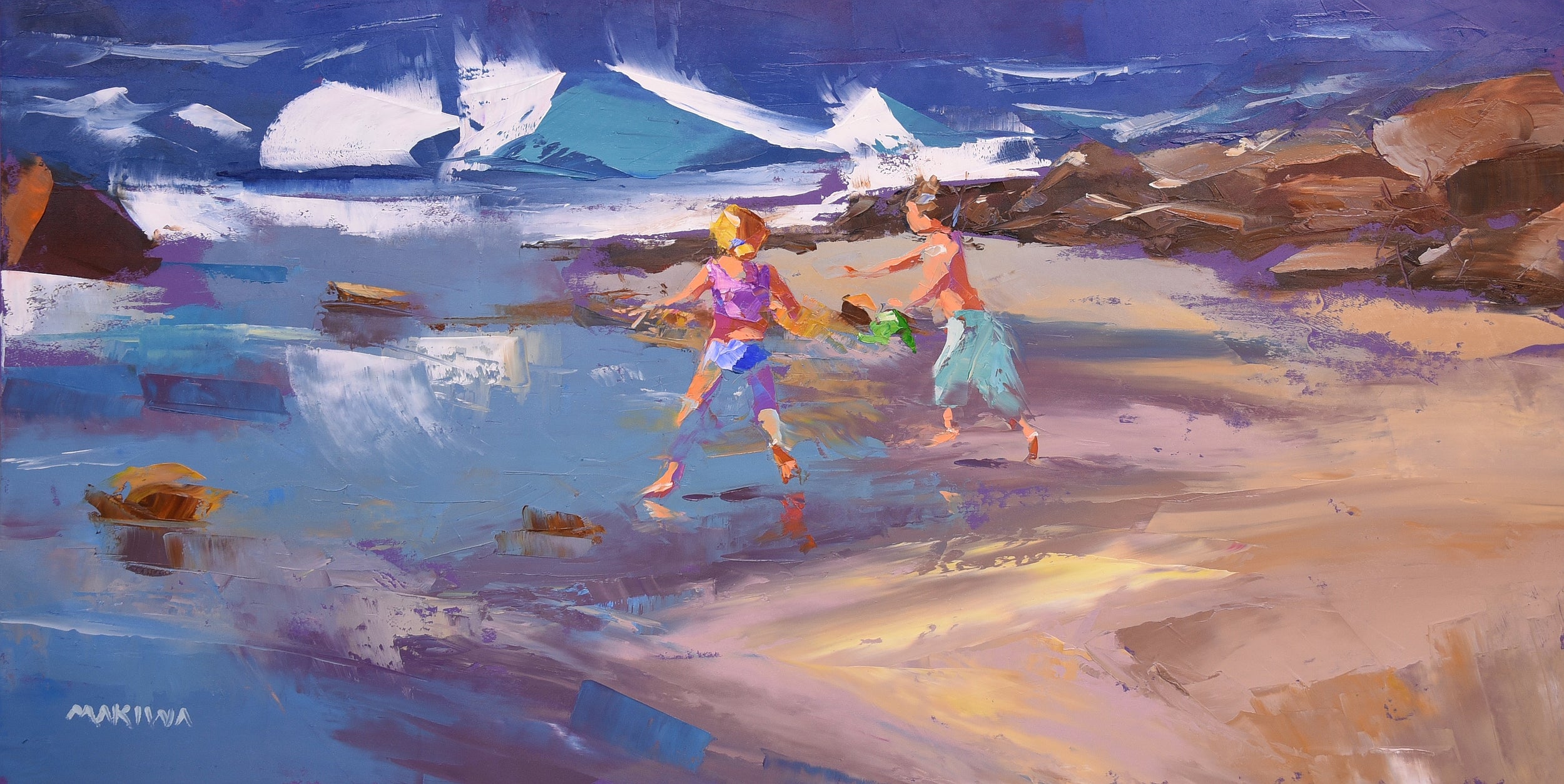 By The Rocks 50x100cm Oil on Canvas