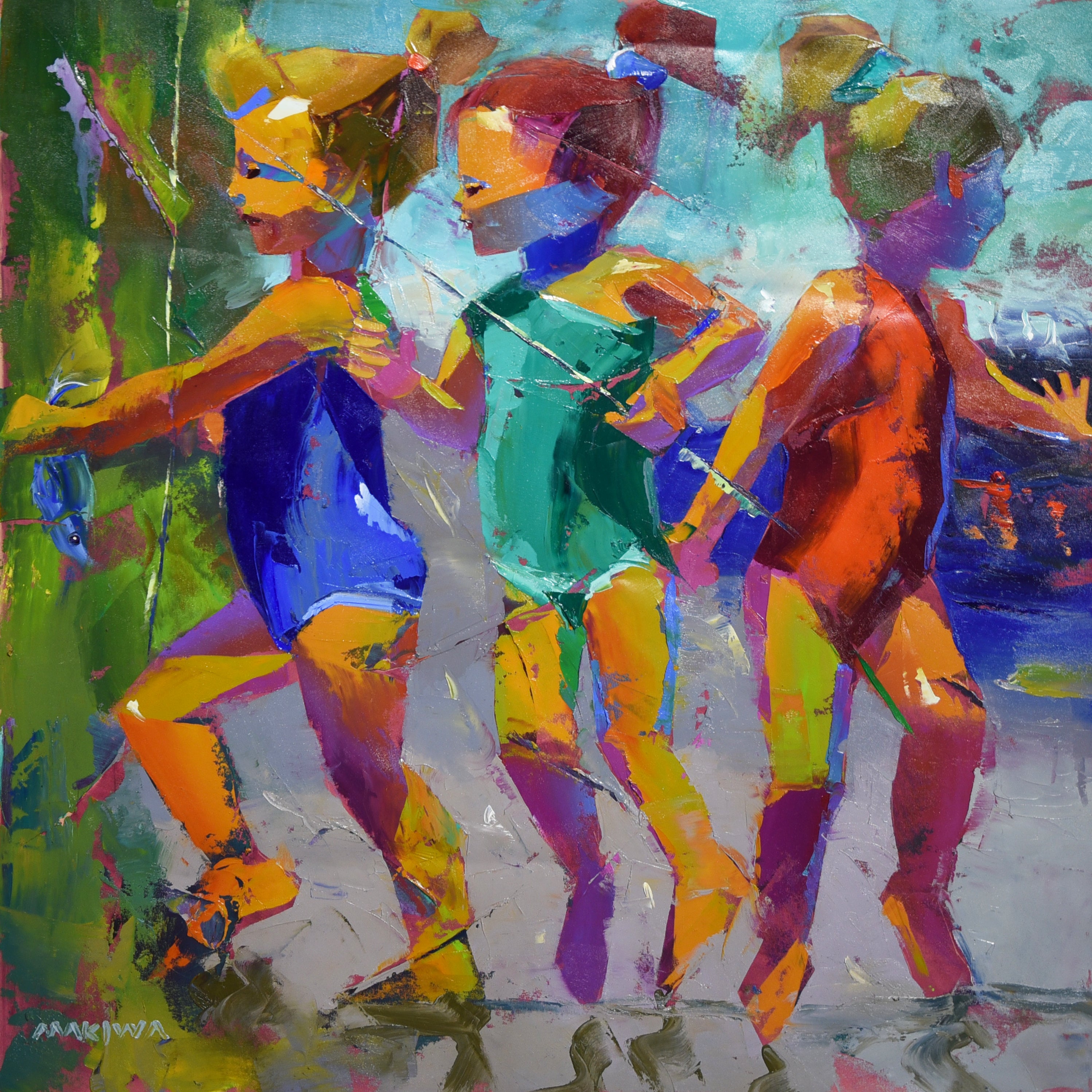 By the Water 80x80cm Oil On Canvas