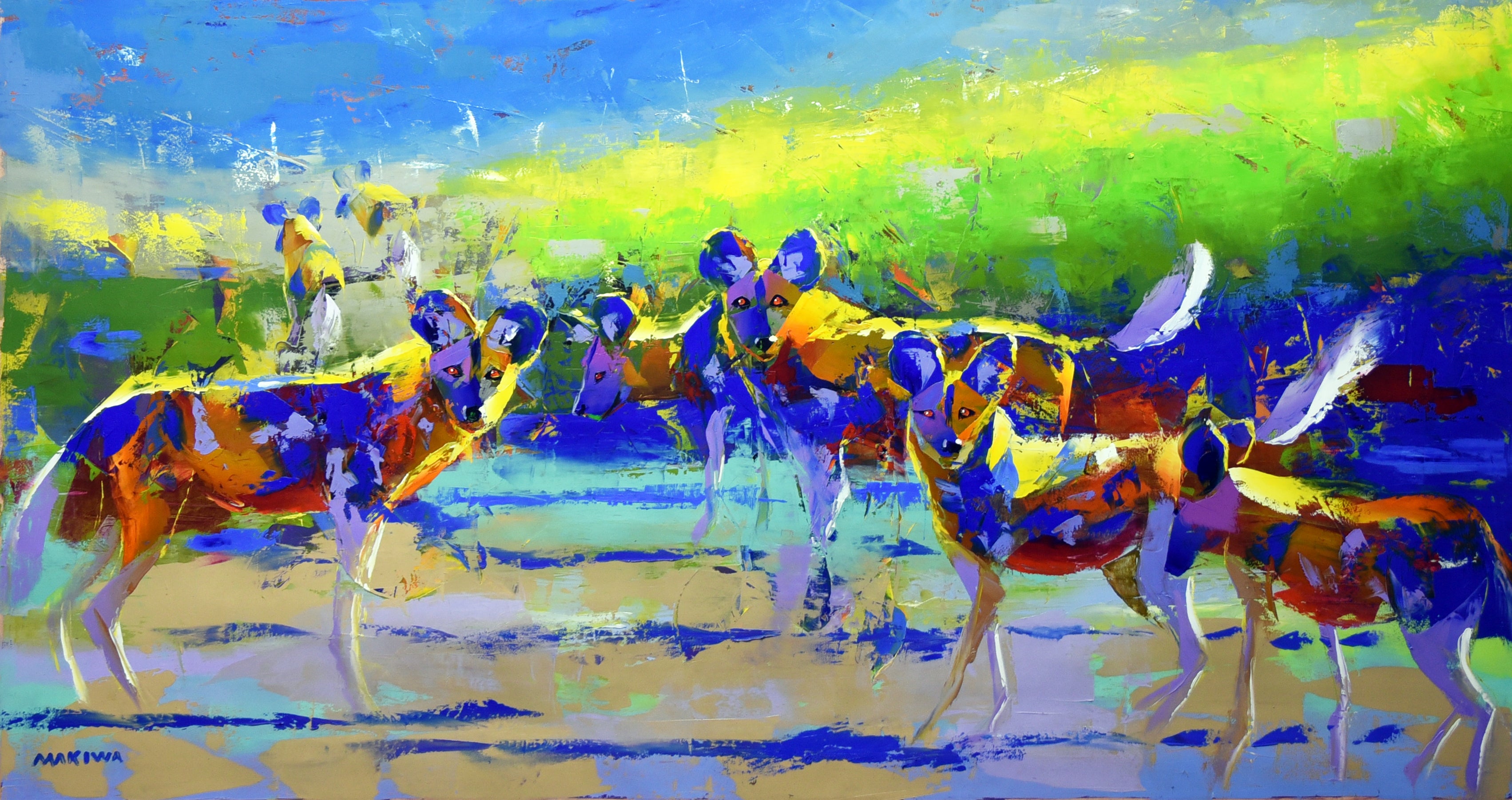 Call of the Pack 90x170cm Oil On Canvas