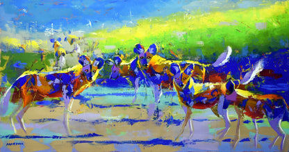 Call of the Pack 90x170cm Oil On Canvas