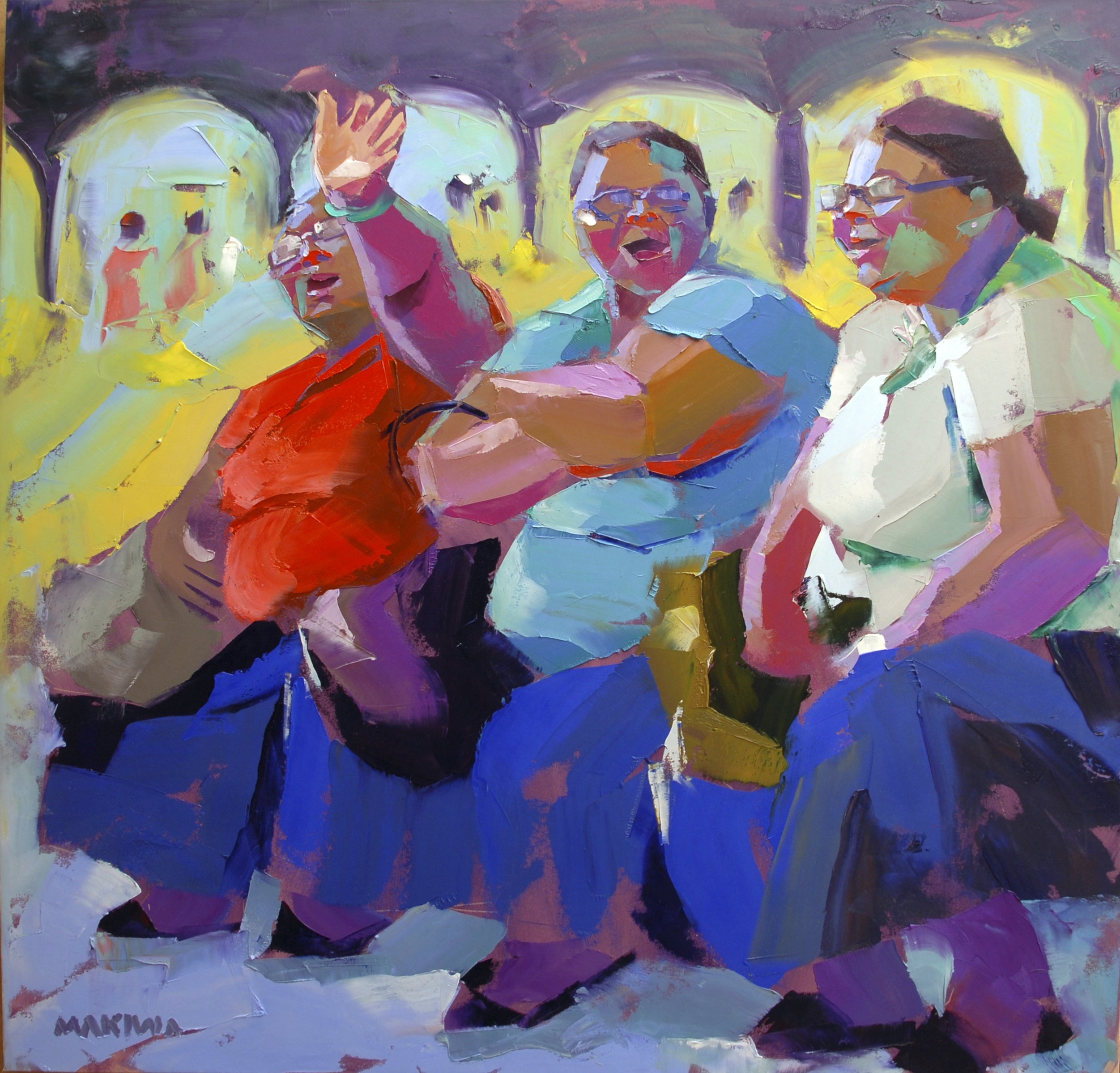 Chatting Women 100x100cm  Oil on Canvas