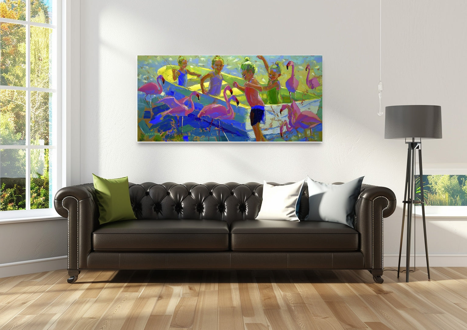 The Flamingo Kids 80x170cm Oil On Canvas