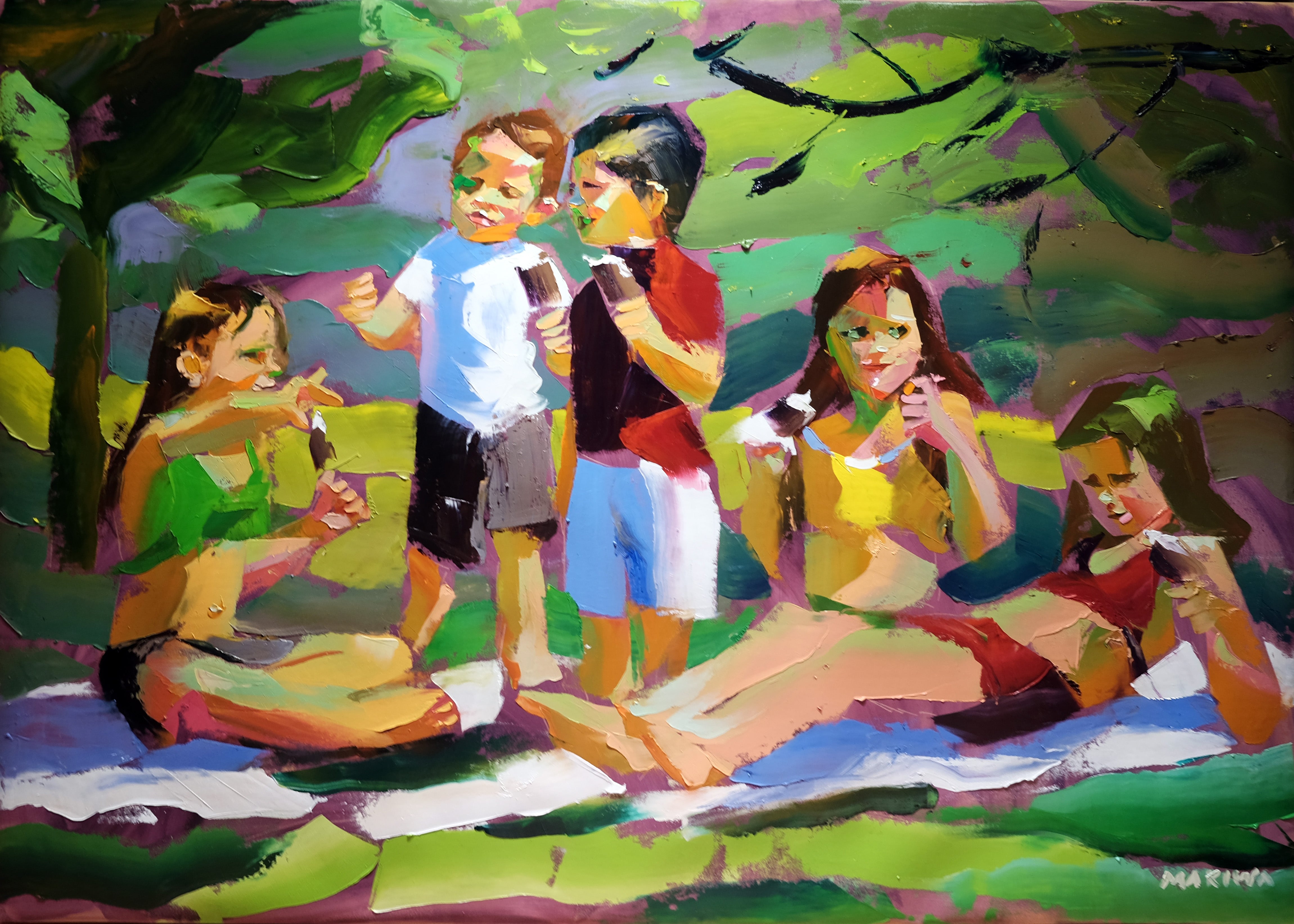 Ice Cream in the Park 1, 100x140cm Oil on Canvas