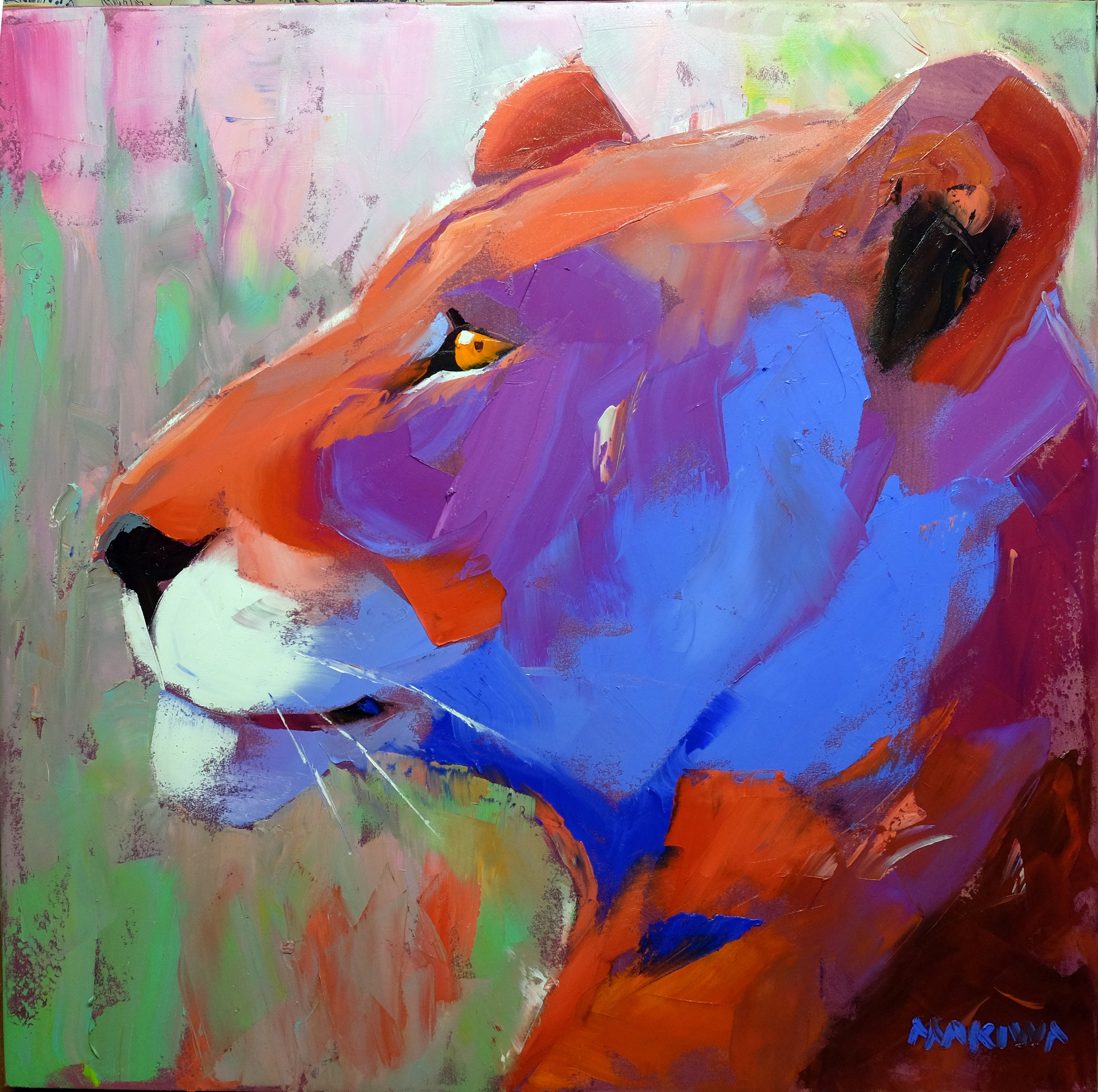 Lioness 79x79cm Oil on Canvas