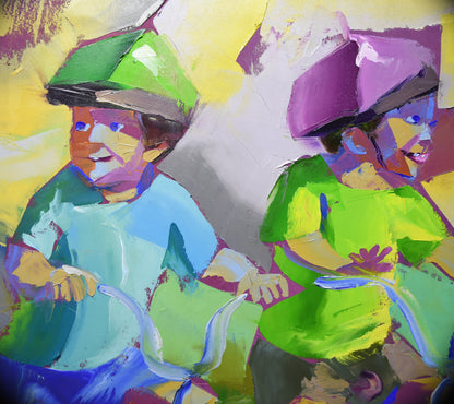 Pedal Parade 80x180cm Oil On Canvas
