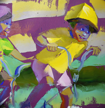 Pedal Parade 80x180cm Oil On Canvas