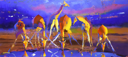 The Gathering at Dusk 76x170cm Oil On Canvas