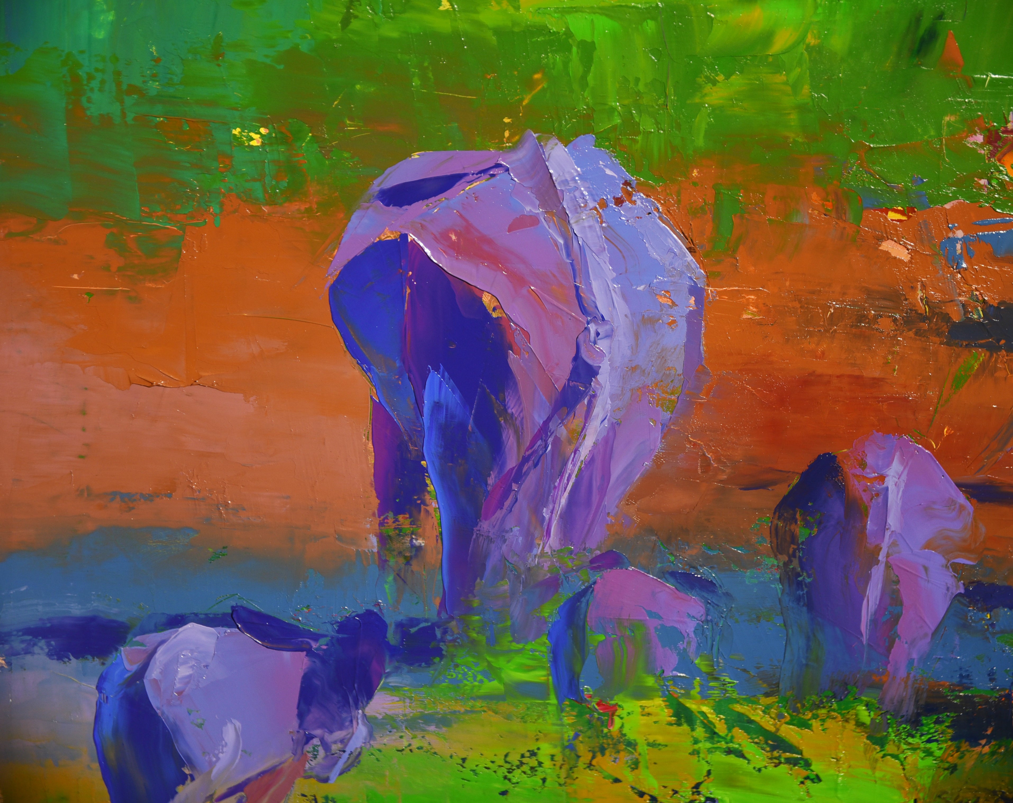 Where the Herd Finds Peace 65x110cm Oil On Canvas