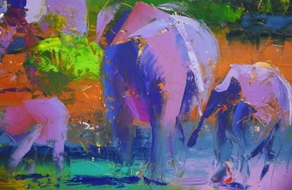 Where the Herd Finds Peace 65x110cm Oil On Canvas