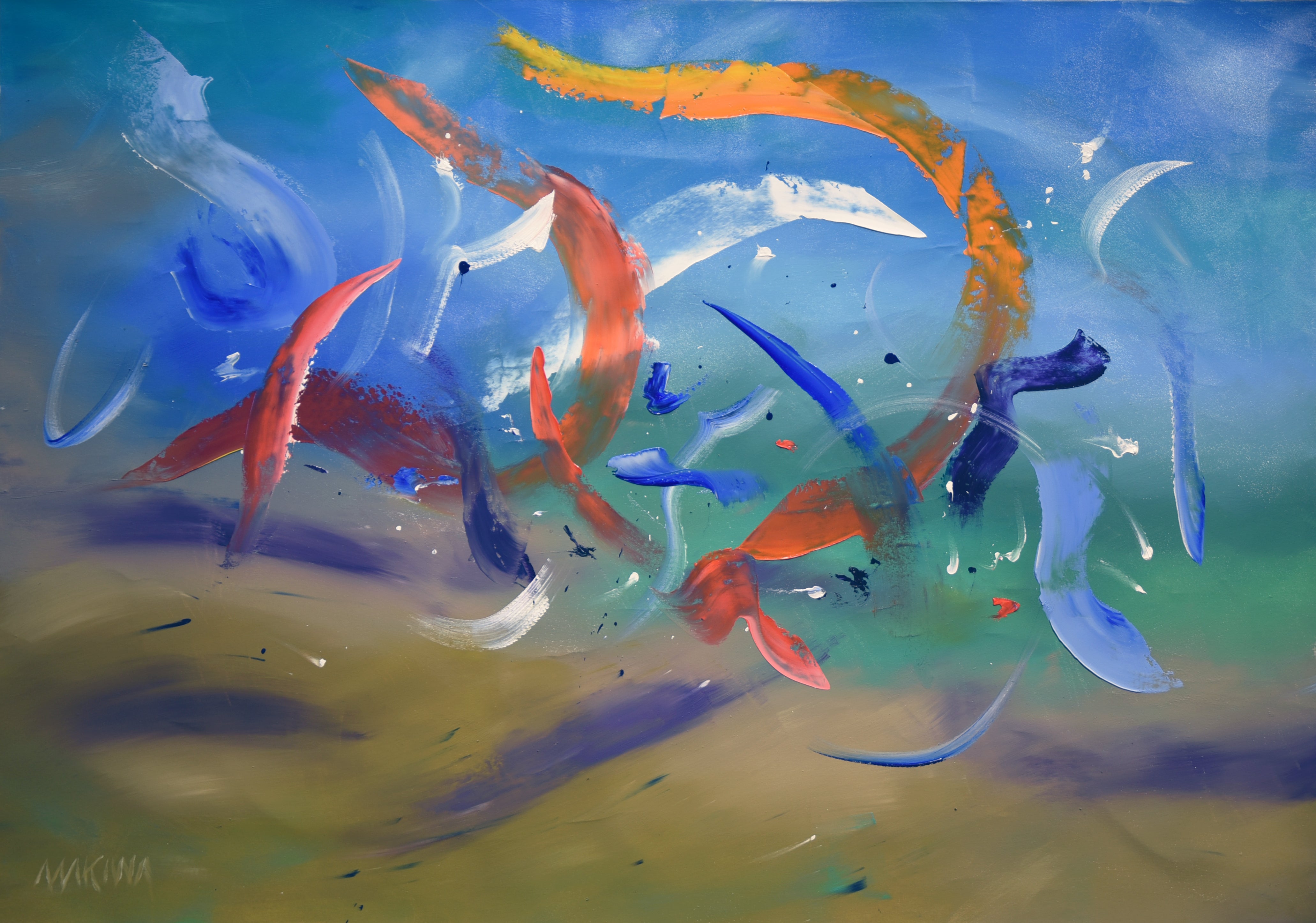 Dancing in the Current 70x100cm Oil On Canvas