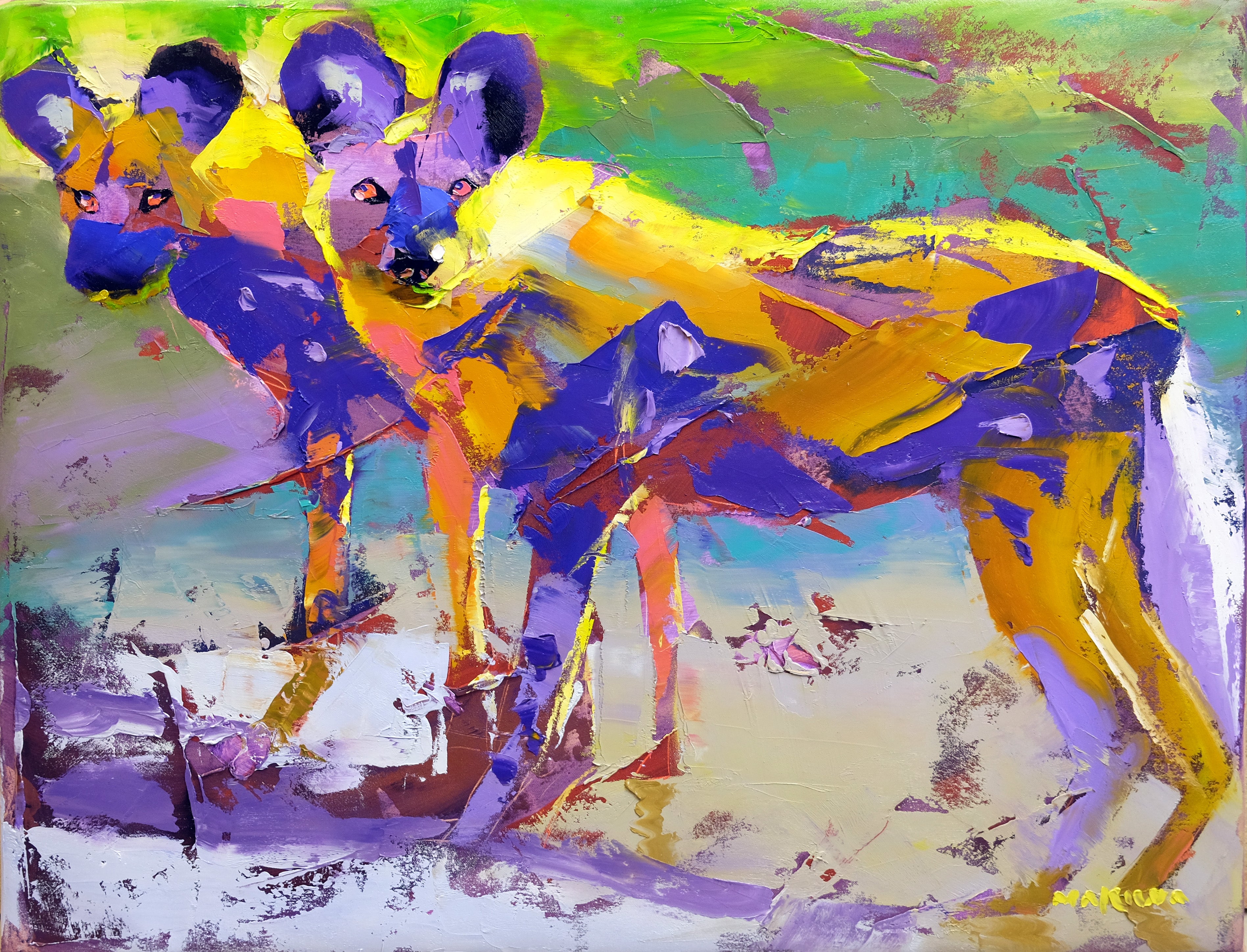 Early Wild Dogs 56x71cm Oil on Canvas