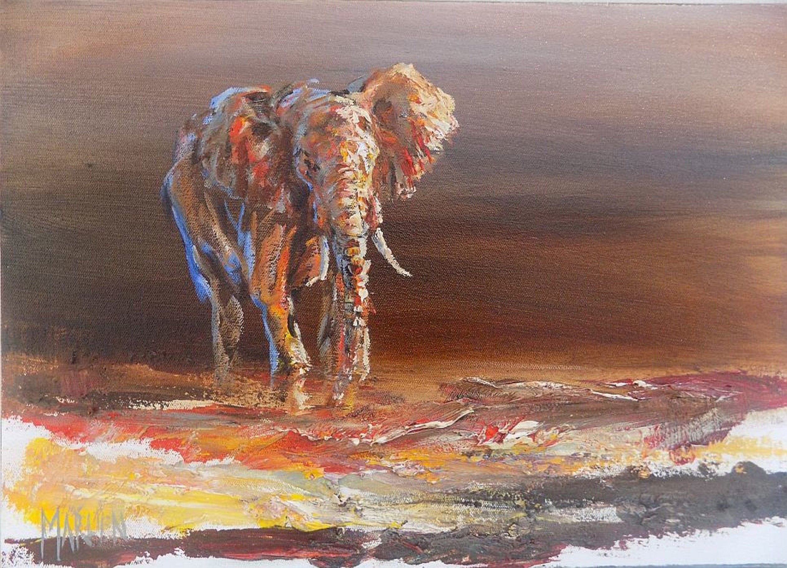 Elephant 30x40cm Oil on Canvas