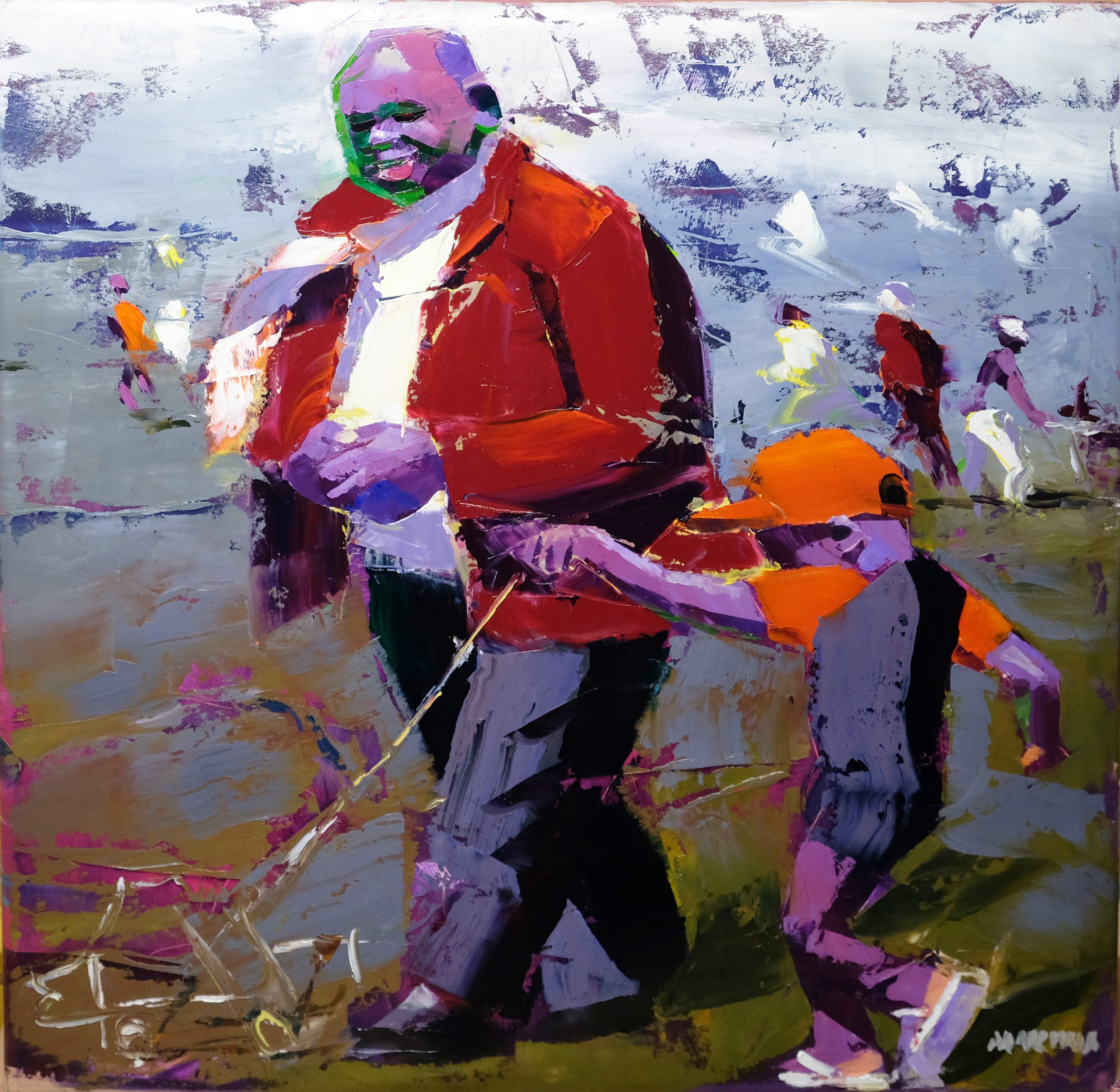 Father and Son 80x80cm Oil On Canvas
