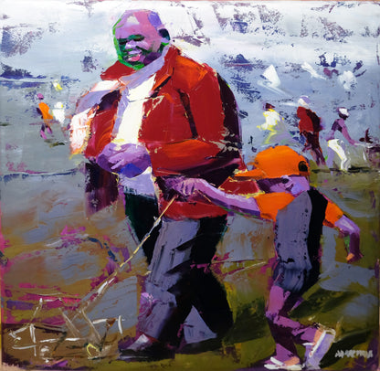 Father and Son 80x80cm Oil On Canvas