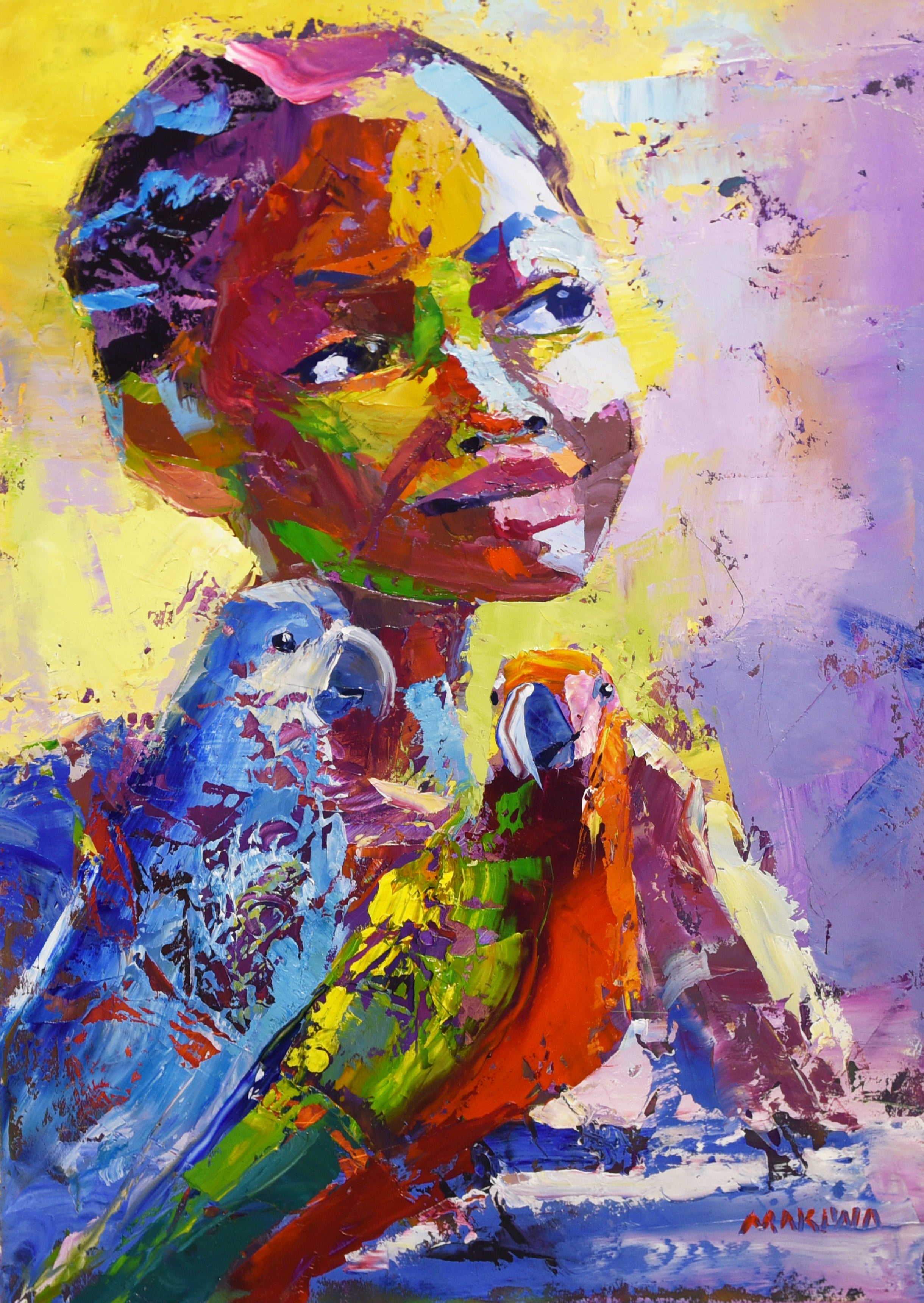 Feathered Friends 55x39cm Oil On Canvas