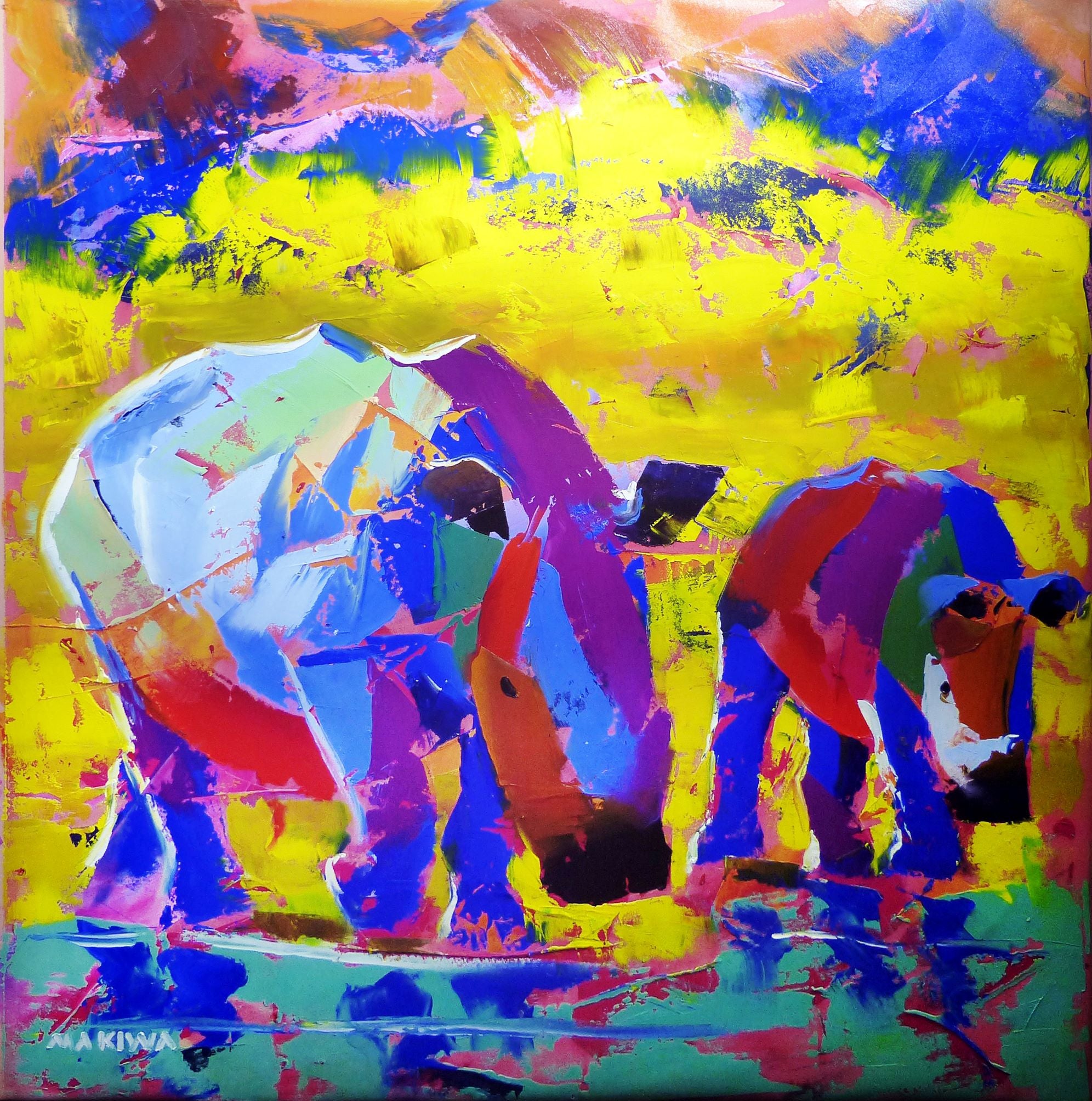 Following Mum 100x100cm Oil on Canvas