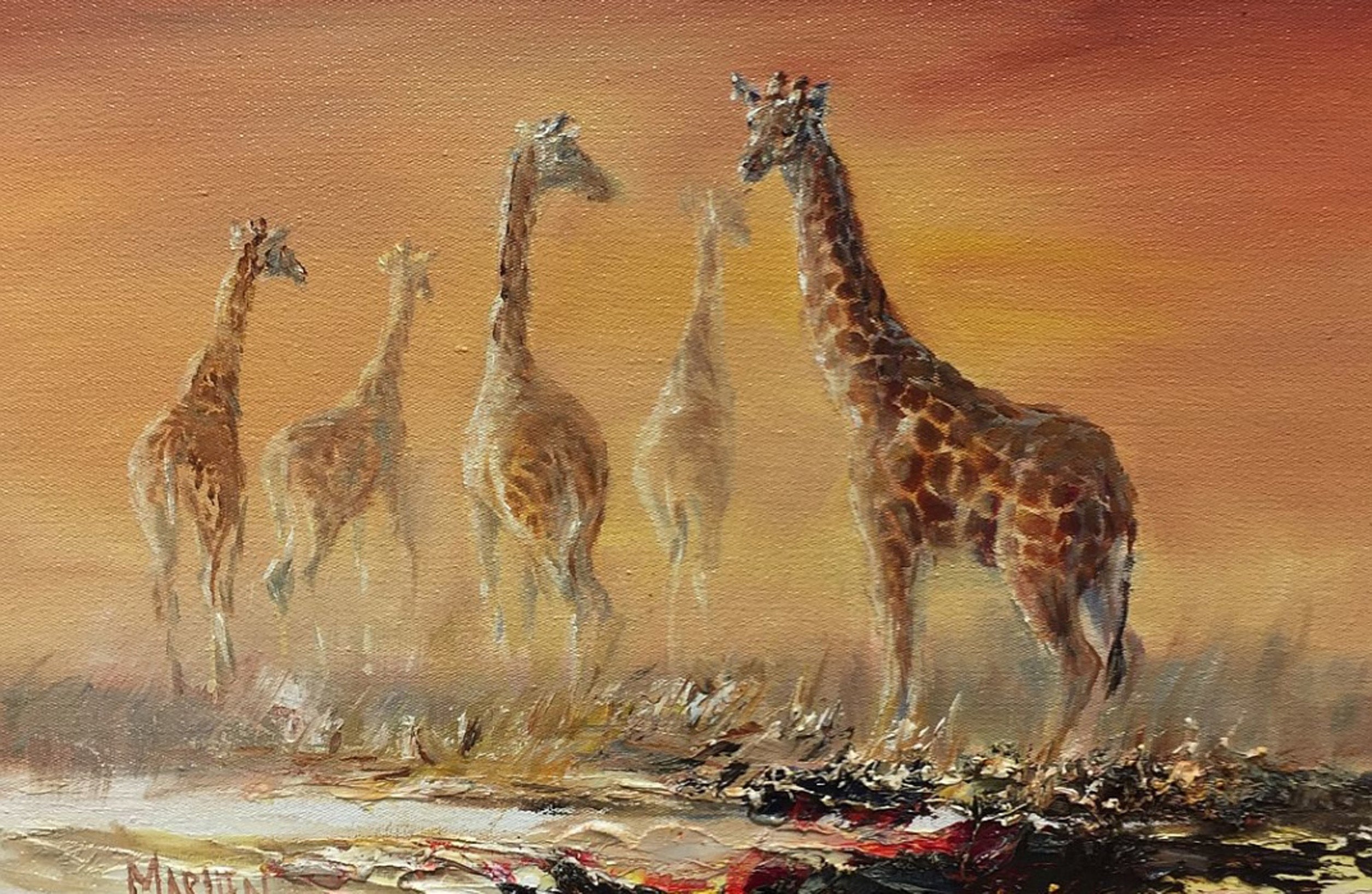 Giraffes 30x40cm Oil on Canvas