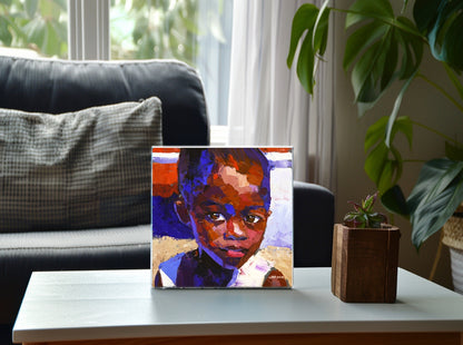 African Boy 20x20cm Oil on Canvas