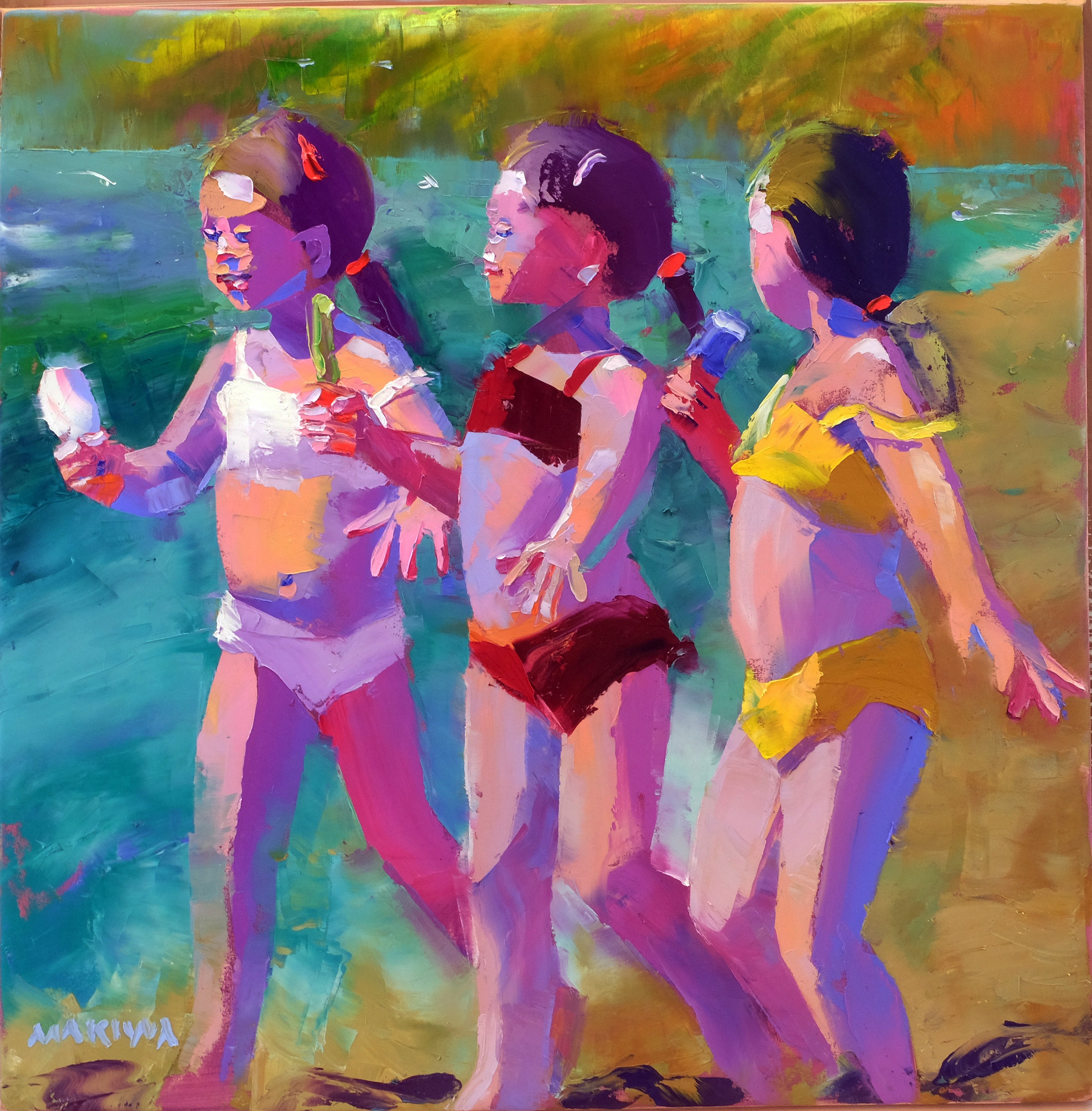 Ice Cream by the Sea 79x79cm Oil On Canvas