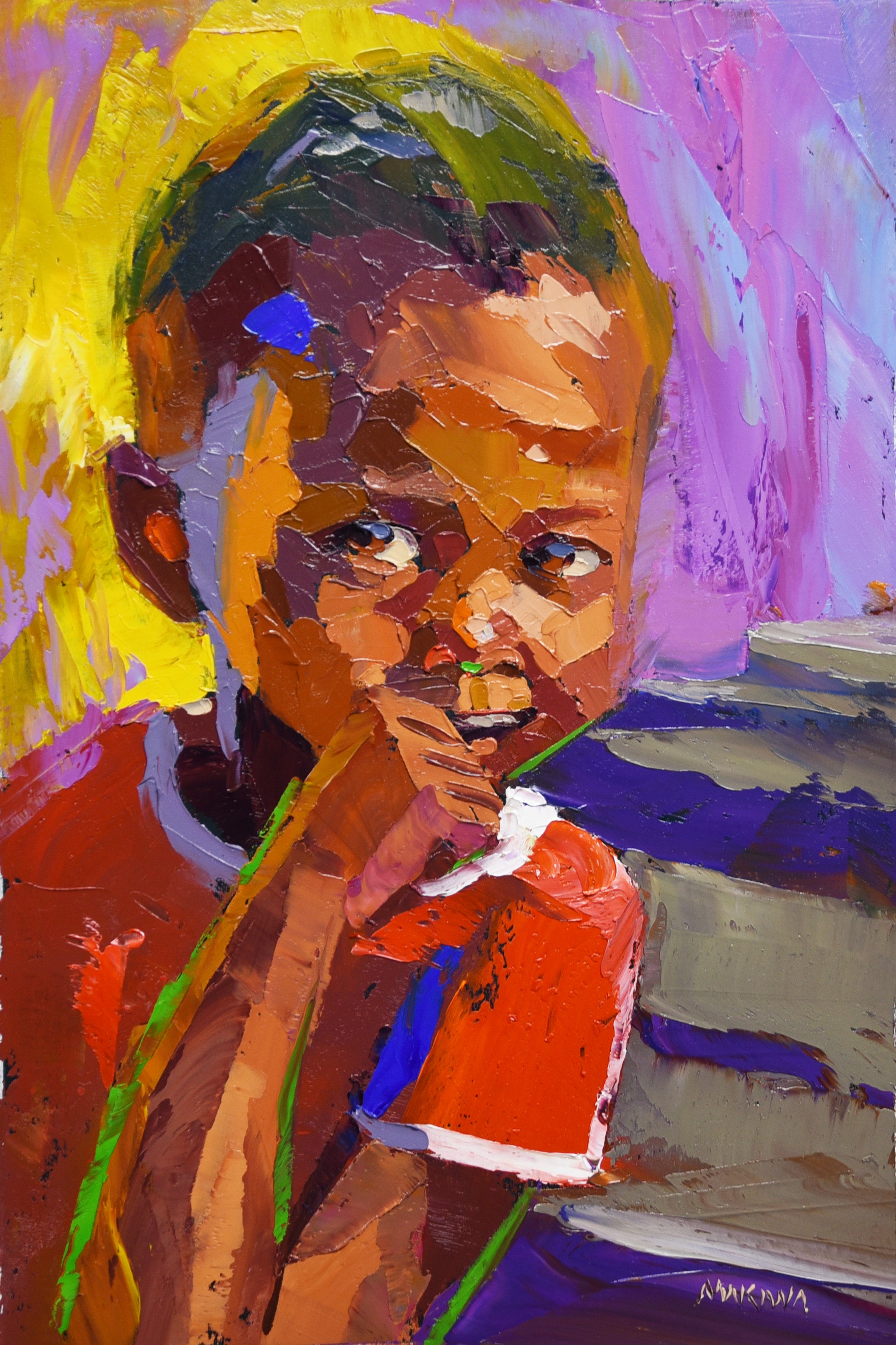 In His Own World 30x20cm Oil On Canvas