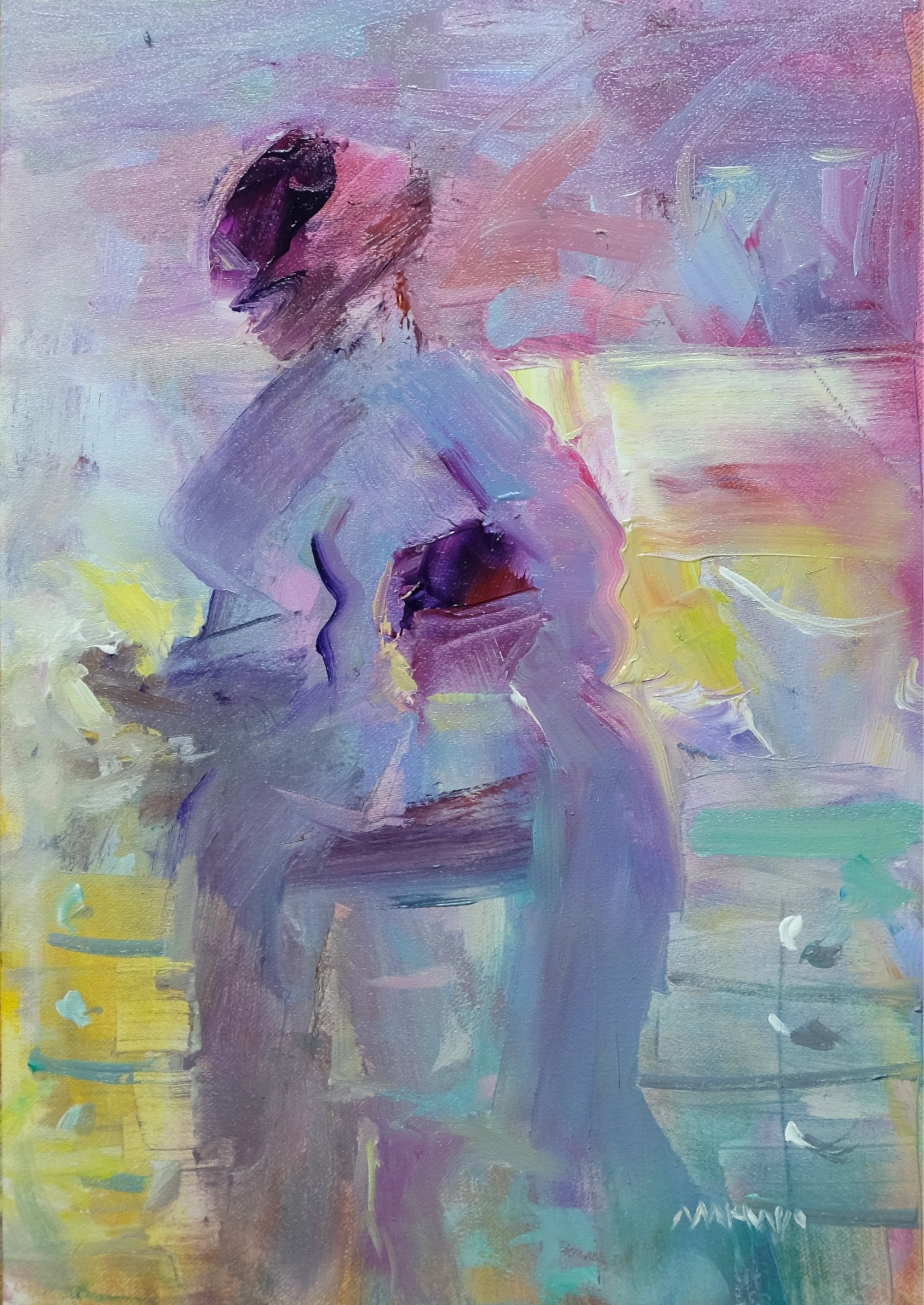 In the Kitchen 27x18cm Oil on Canvas