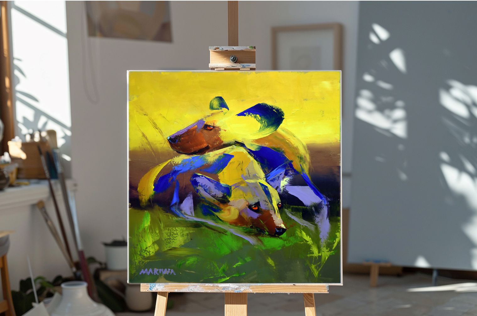 Companions of the Dawn 55x55cm Oil On Canvas