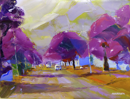 Late Afternoon on Jacaranda St 56x71cm Oil on Canvas