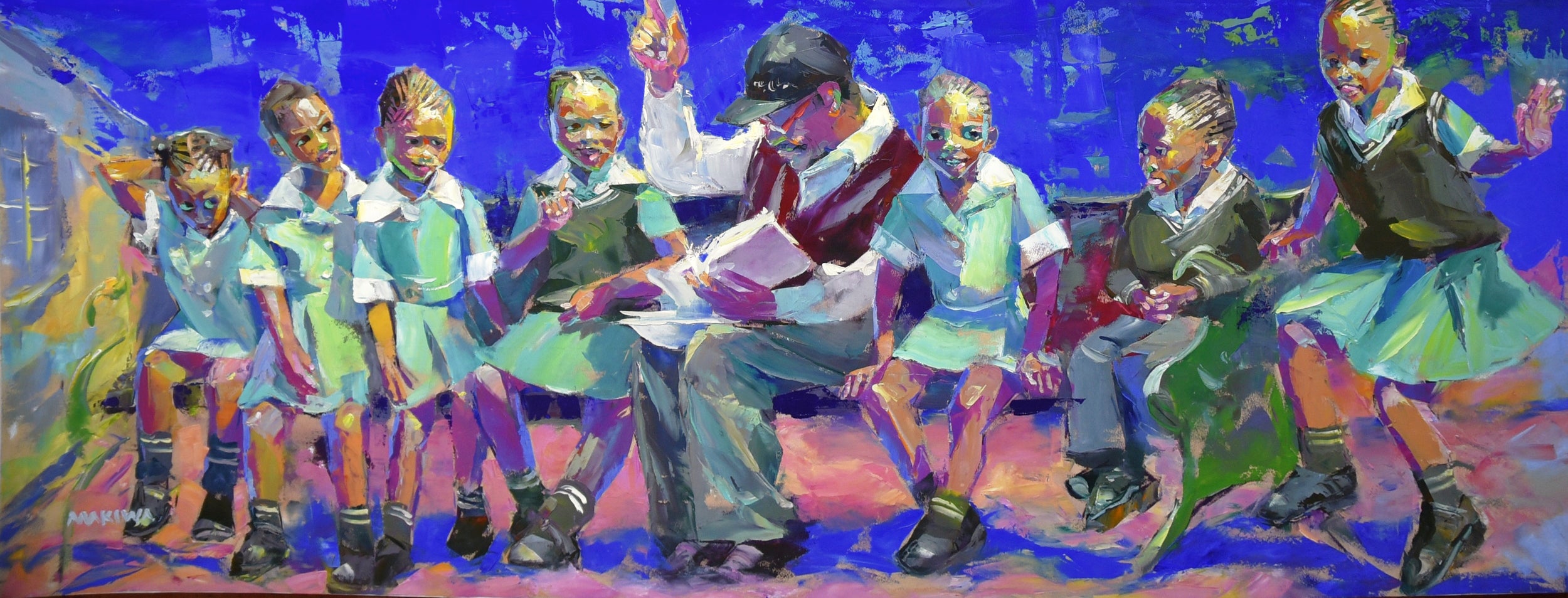 Late for the Lesson 80x210cm Oil on Canvas