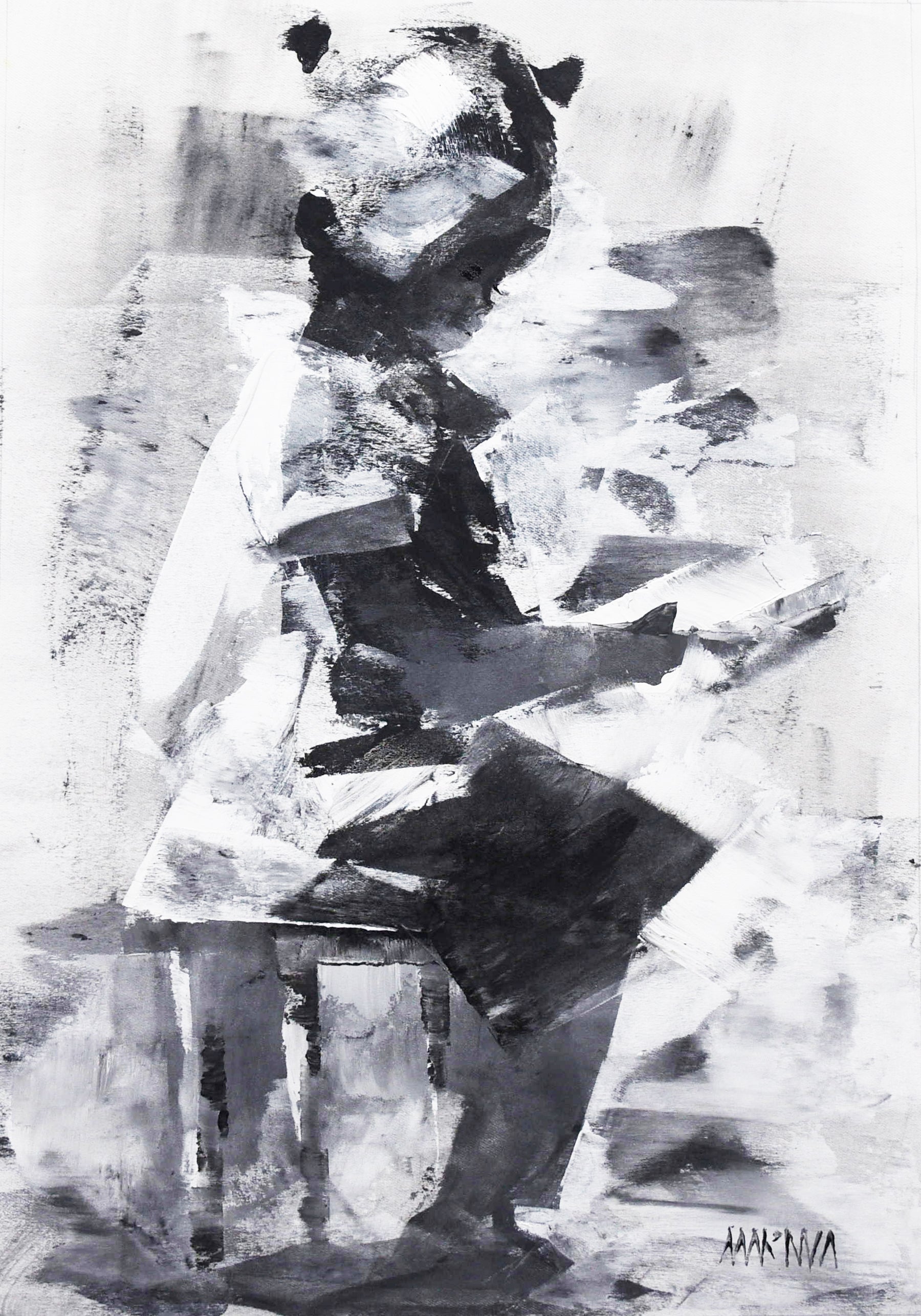 Learning Quietly 50x35cm Acrylic On Canvas