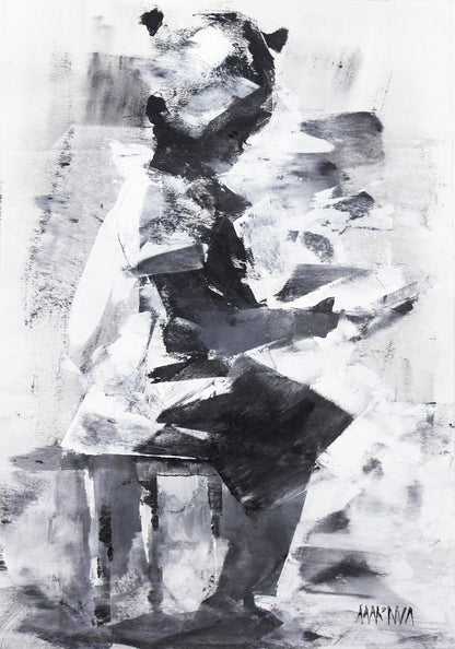 Learning Quietly 50x35cm Acrylic On Canvas