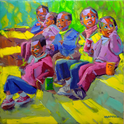 Little Friends 100x100cm Oil On Canvas