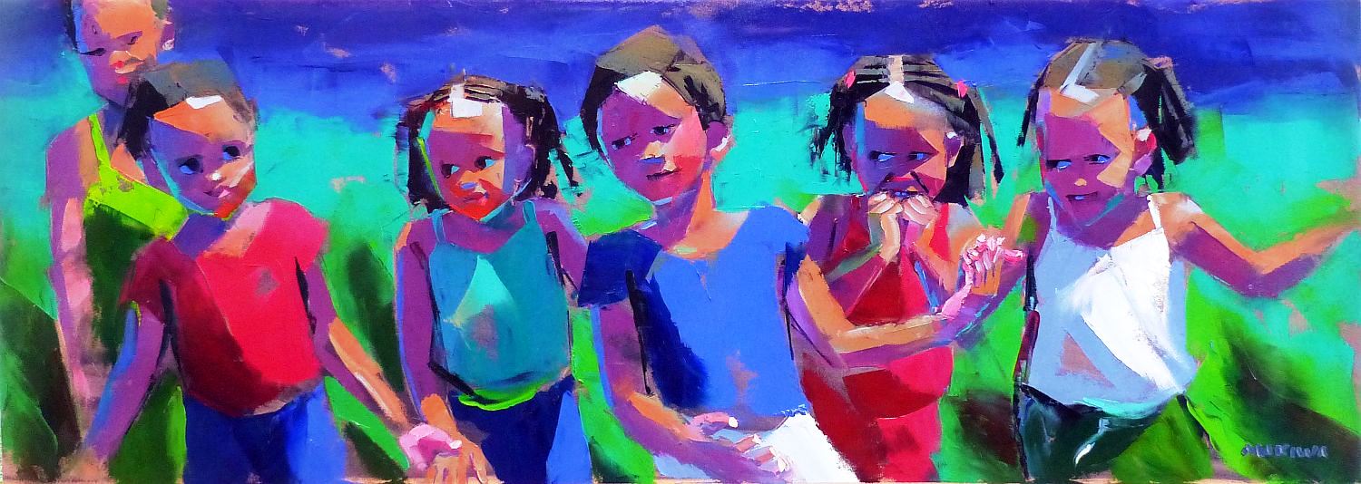 Little Girl Squad 50x140xcm Oil on Canvas