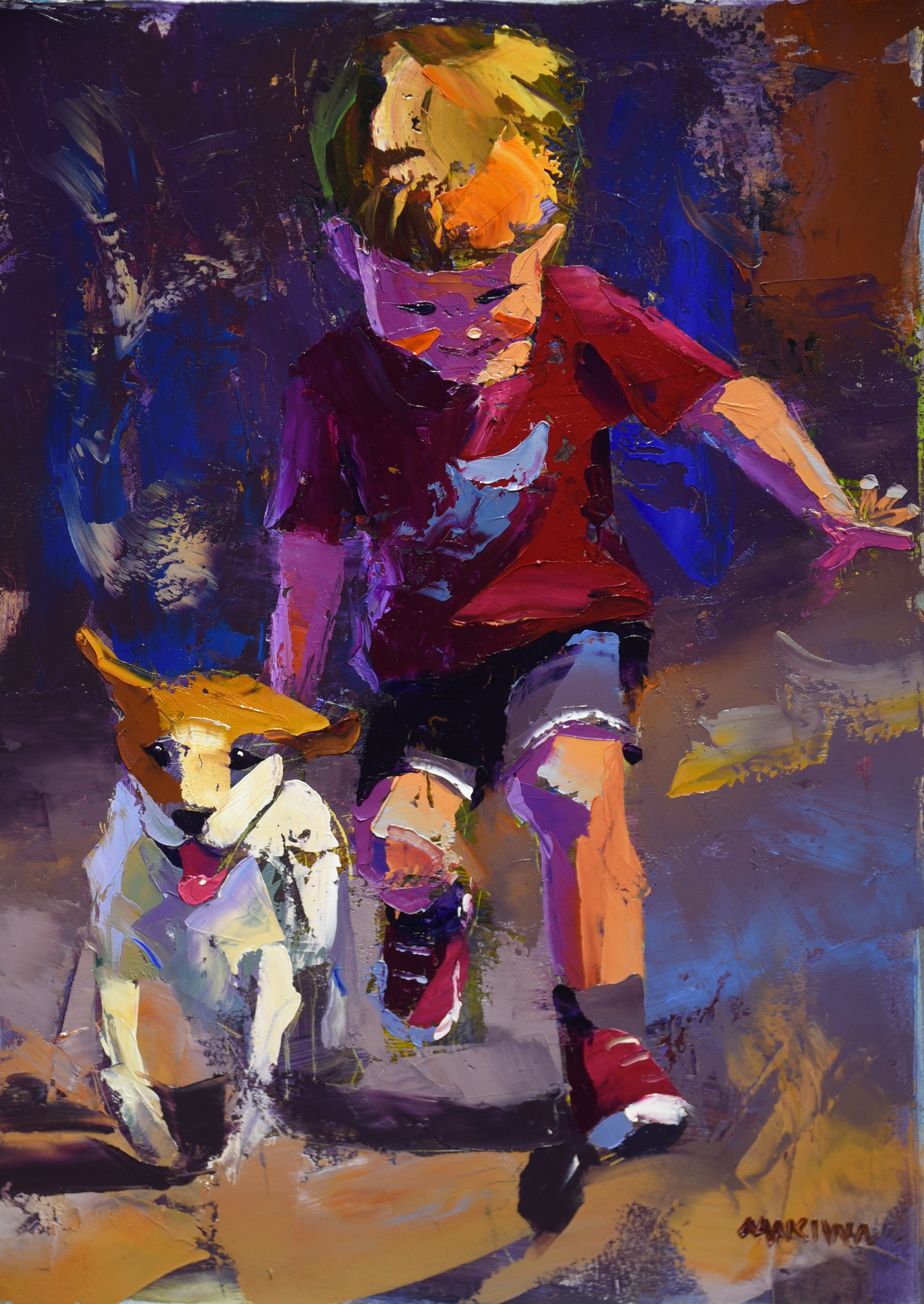Little Steps, Loyal Friend 55x.39cm Oil On Canvas