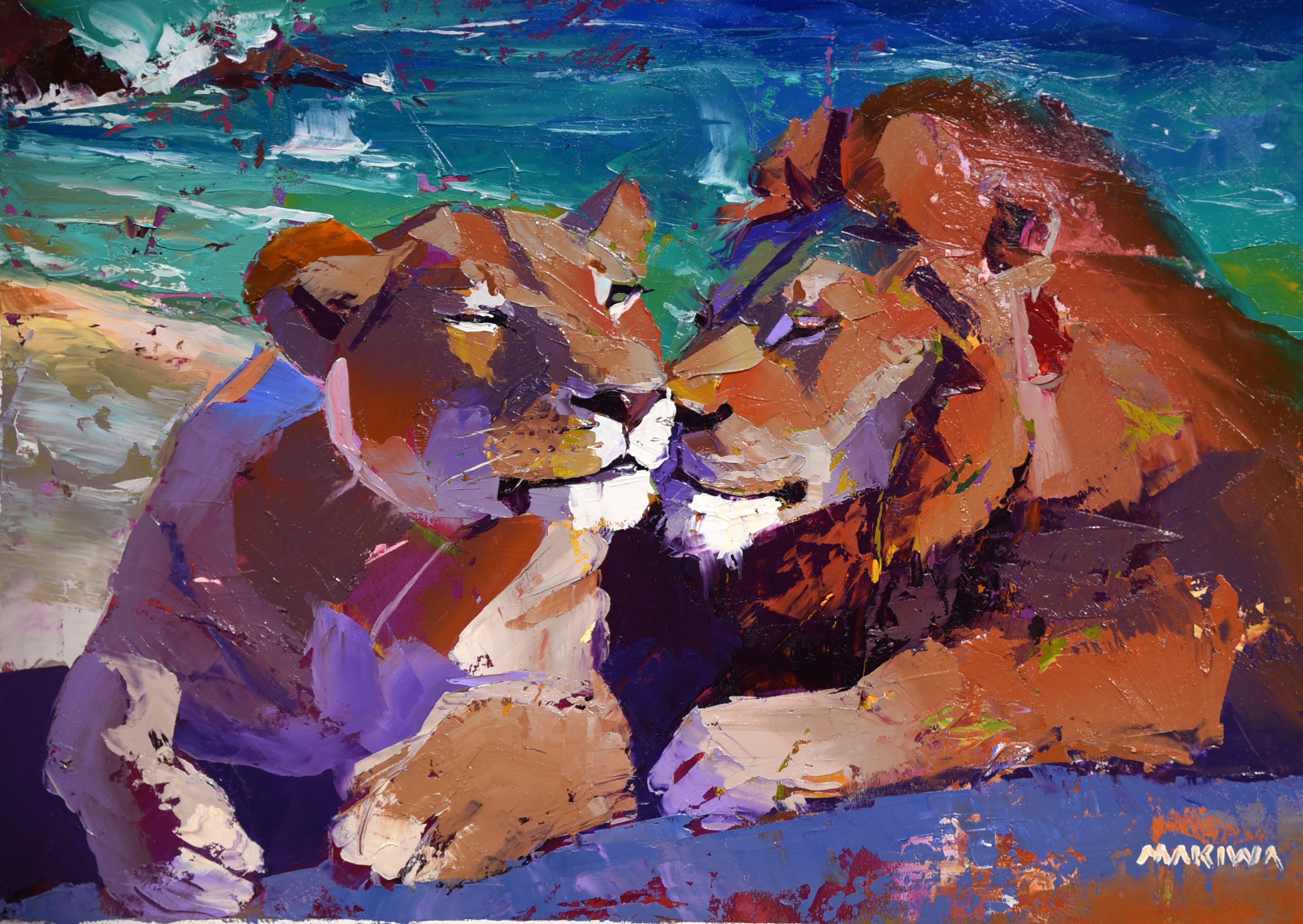 Love by the Sea 39x55cm Oil On Canvas