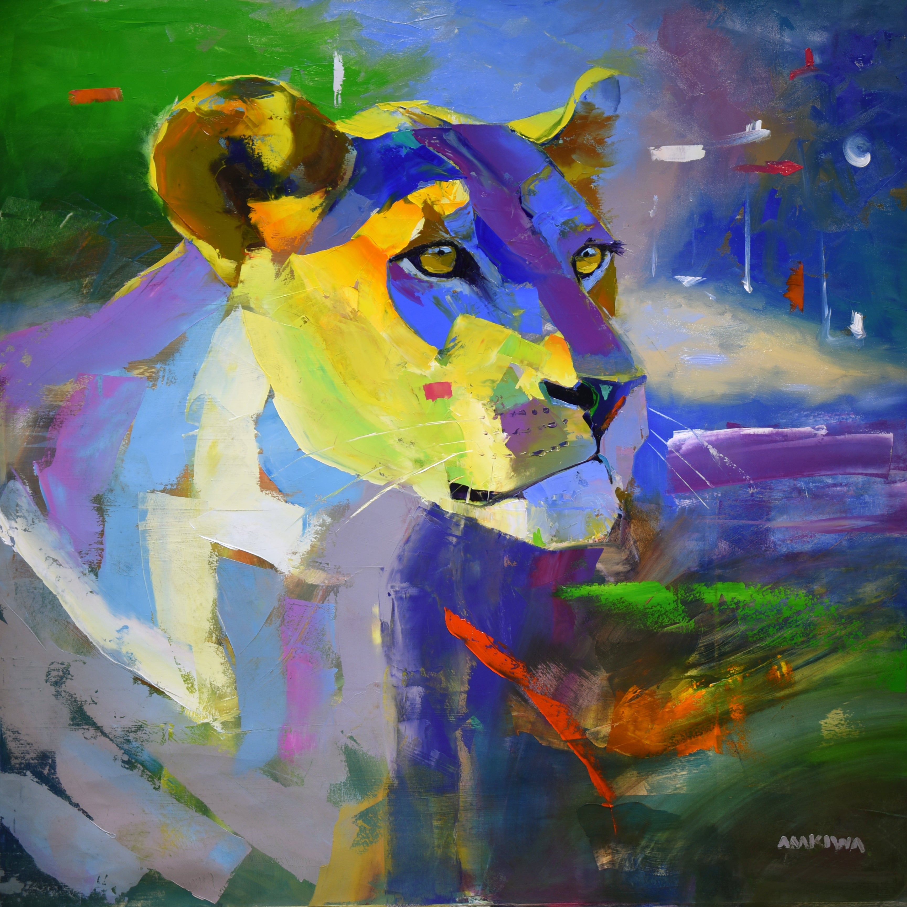Midday Huntress 120x120cm Oil On Canvas