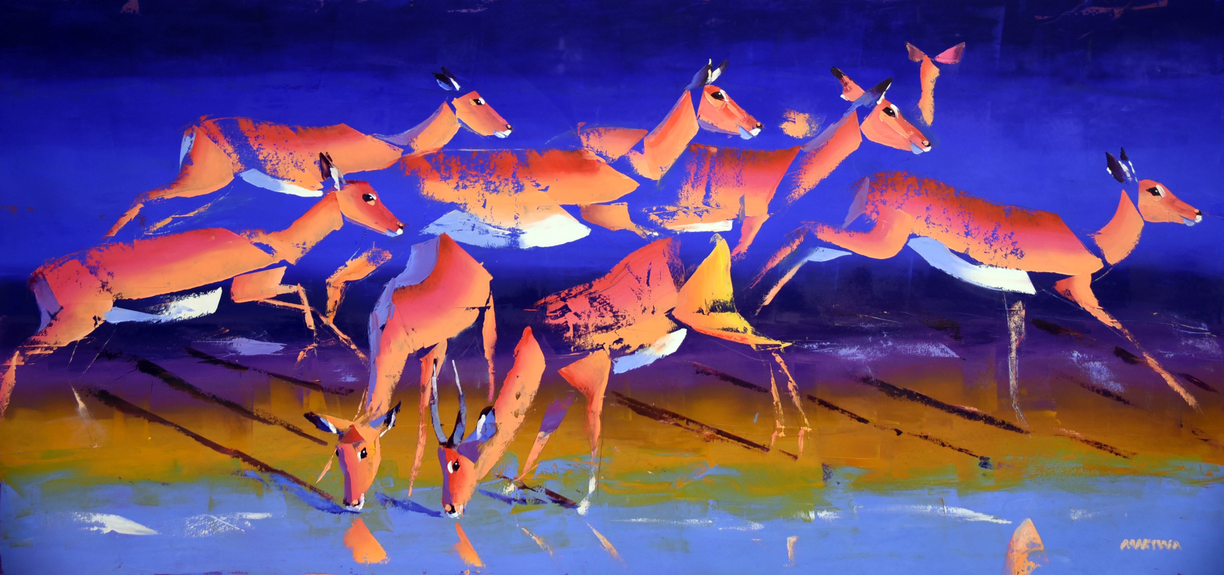 Midnight Migration 80x170cm Oil On Canvas