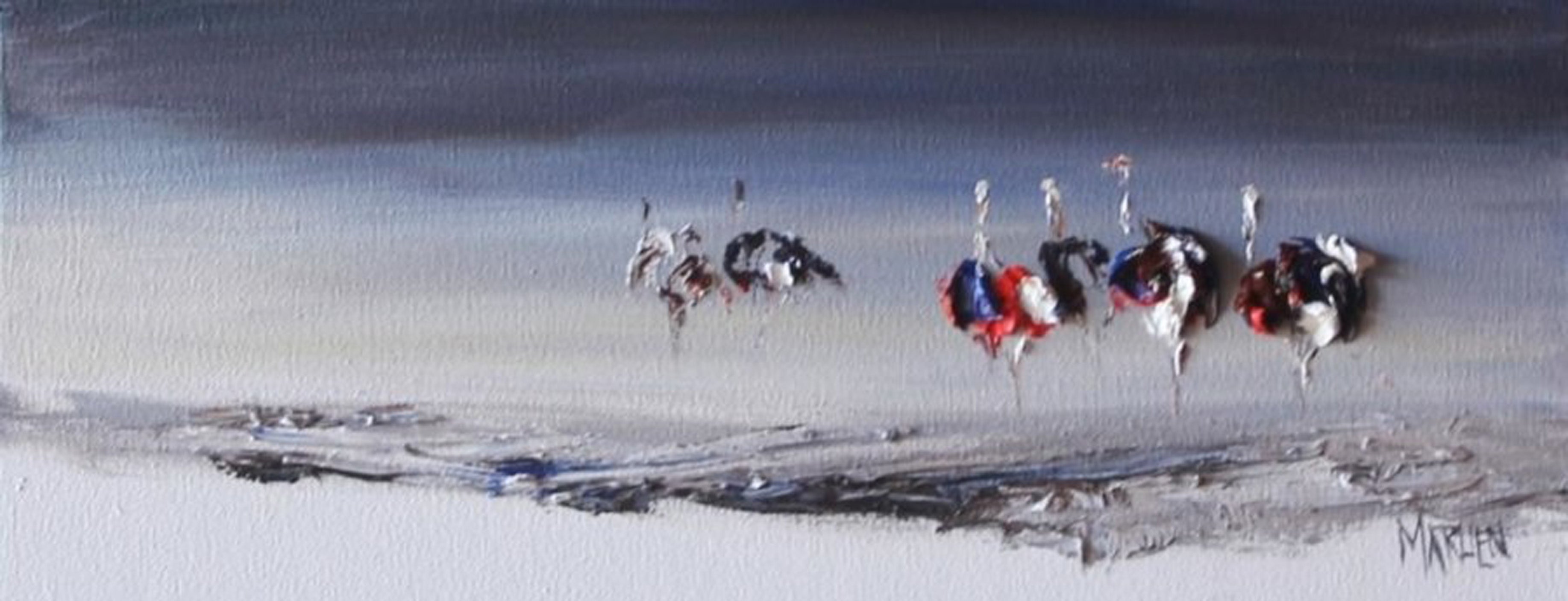 Ostriches 20x50cm Oil on Canvas