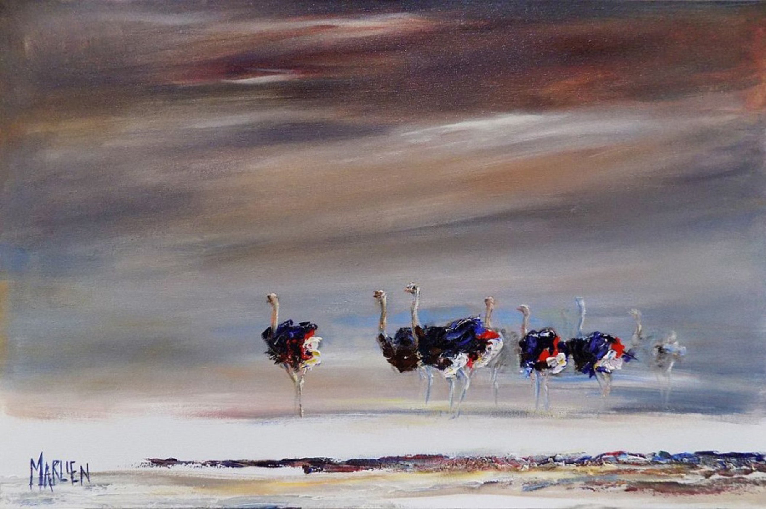 Ostrich Season 60x90 Oil on Canvas