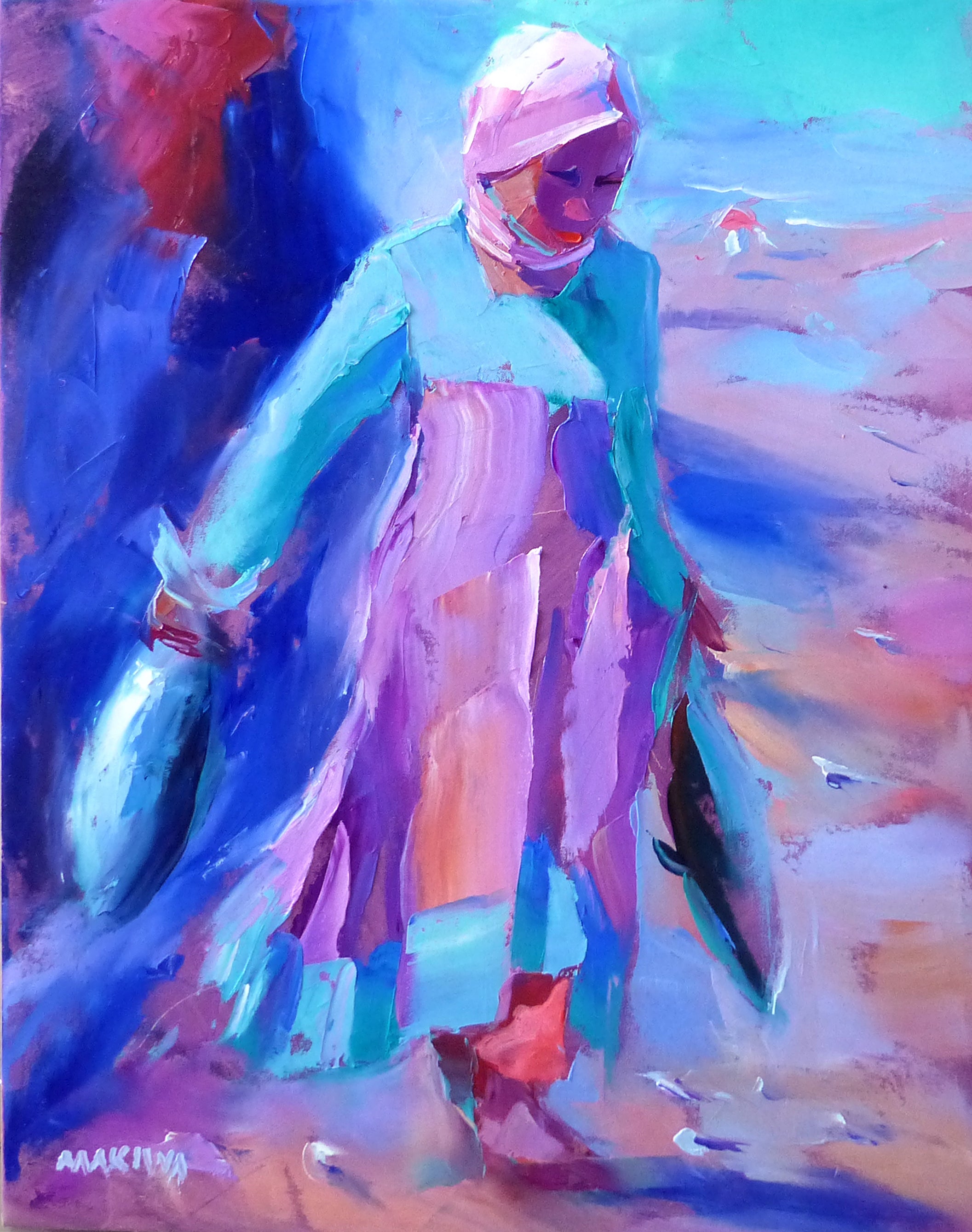 The Two Fishes 71x56cm Oil on Canvas